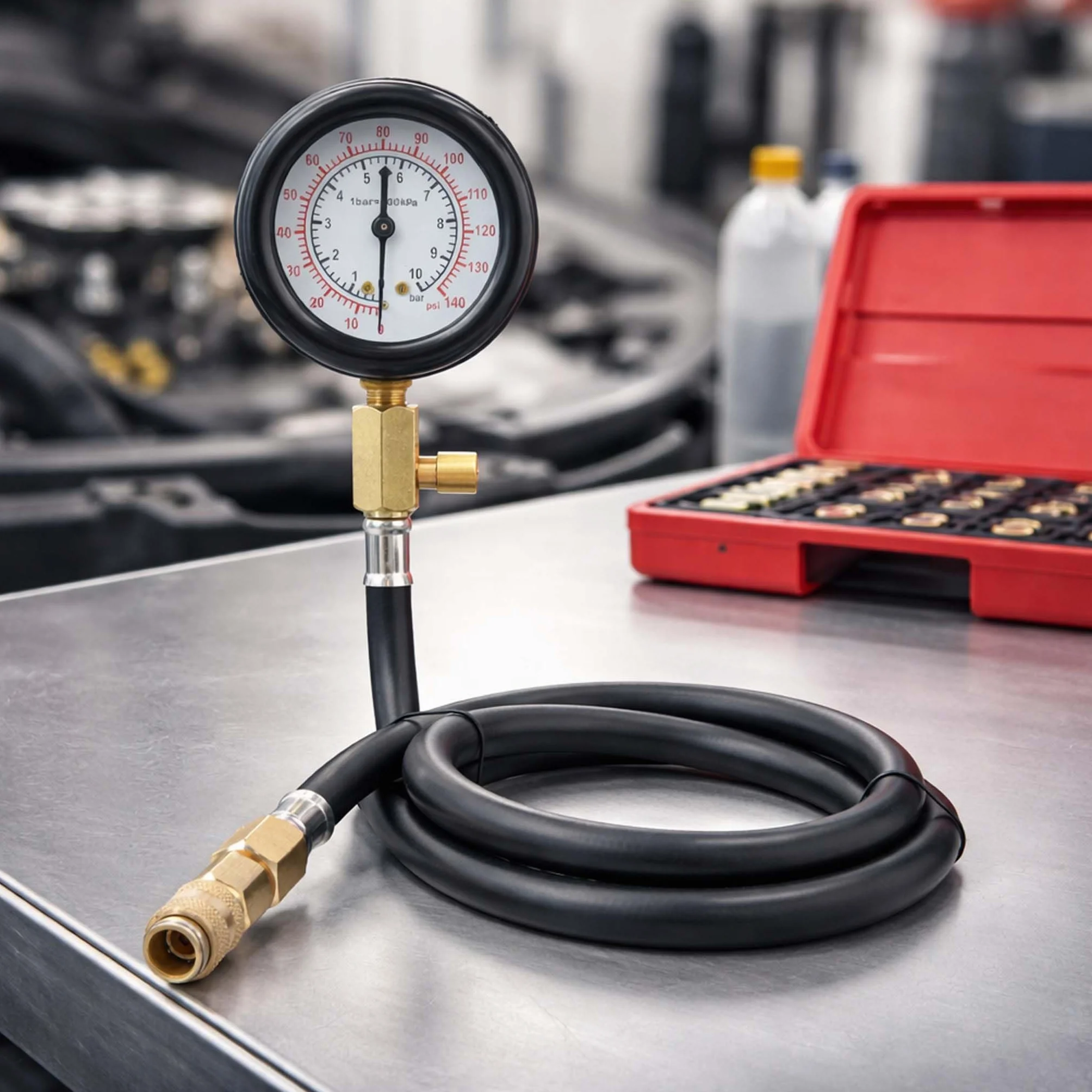 Wiltec Tester per Pressione Olio Motore Auto Set da 12 Pezzi misuratore Pressione Olio