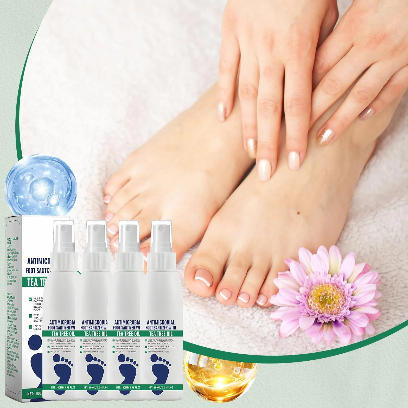 Spray Piedi Antiodore 4x100ml per Infezioni e Odore ai Piedi