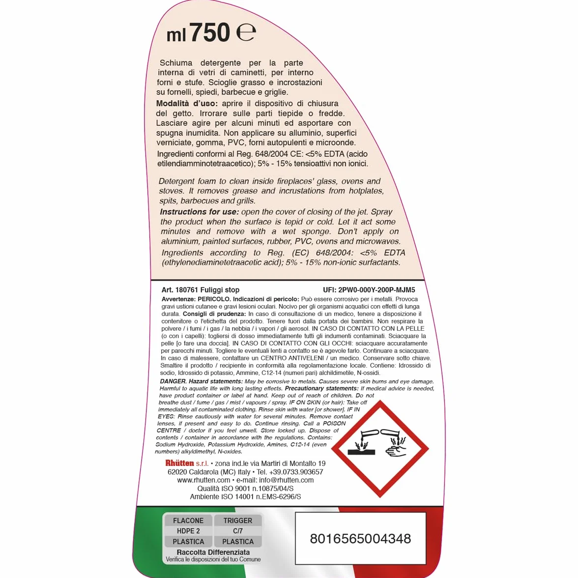 Fuliggi Stop Schiuma Disincrostante Vetri Interni Camini e Stufe 750ml