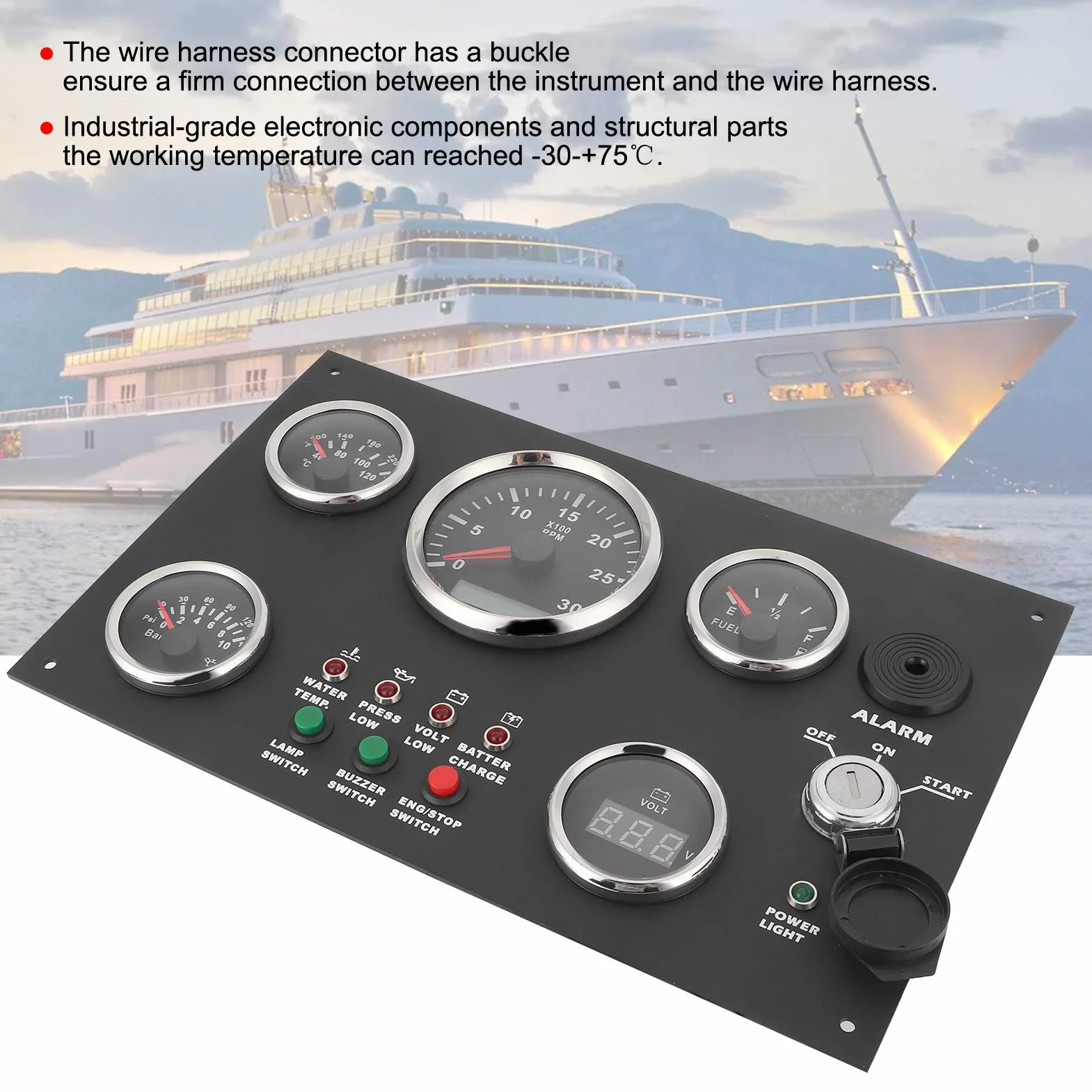 Quadro Strumenti, Quadro Strumenti Digitale Set 12V/24V per Barche da Pesca Rvs Yachts Veicoli modificati per Camion Auto Marine