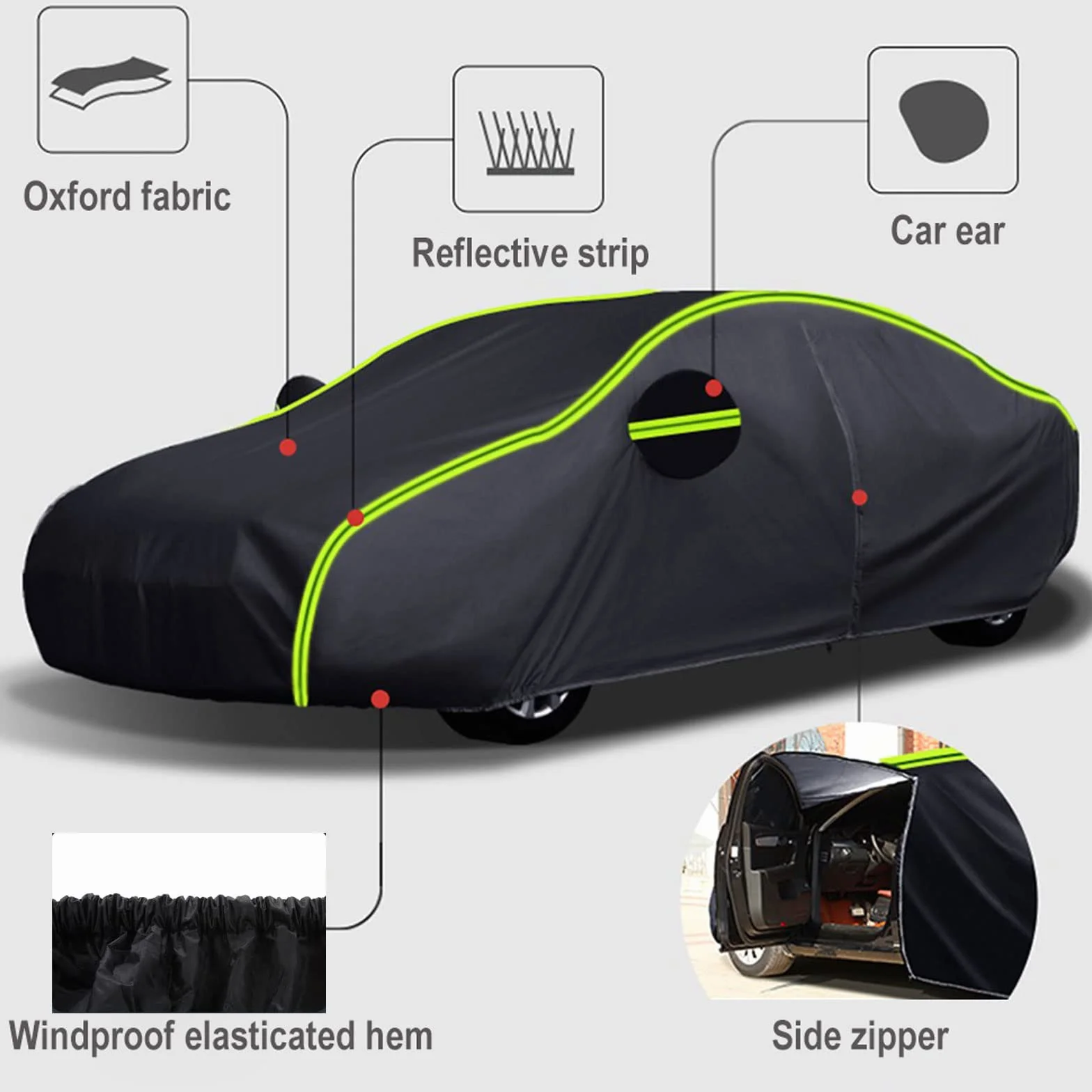 Telo Copriauto da Esterno per Fiat Punto Cabrio 1993-1998,Telo Copriauto da Esterno Copertura Auto Impermeabile Traspirante con Zip Laterale, 100% Impermeabile.