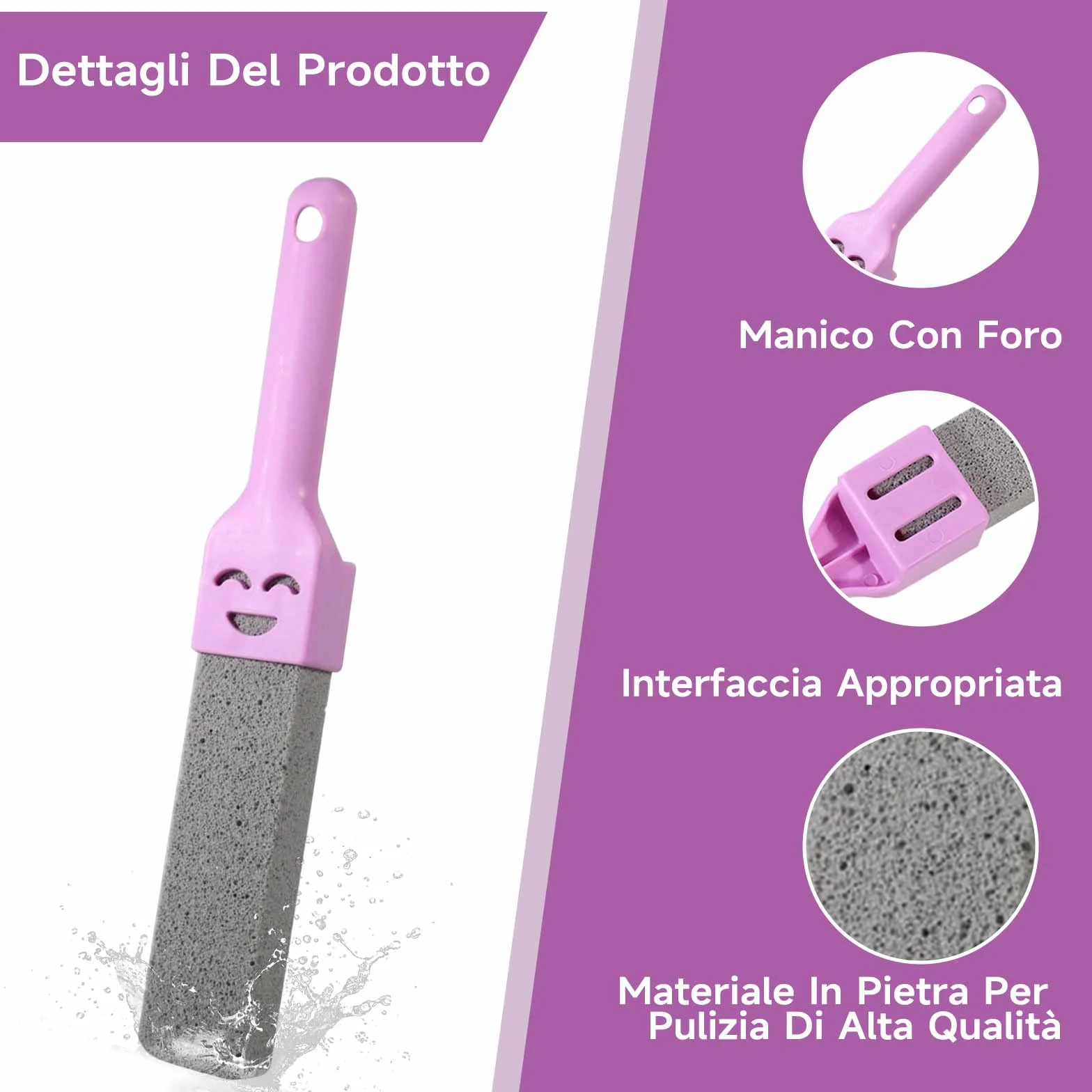 Pietra Pomice per Pulizia WC, 6 Pezzi con 2 Manici - Detergente per Calcare e Incrostazioni