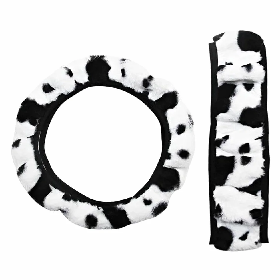 3 Pezzi Coprivolante Auto Universale 36-38cm, Copri Volante Peluche, Accessori Auto Decorazione, per la Maggior Parte delle Automobili