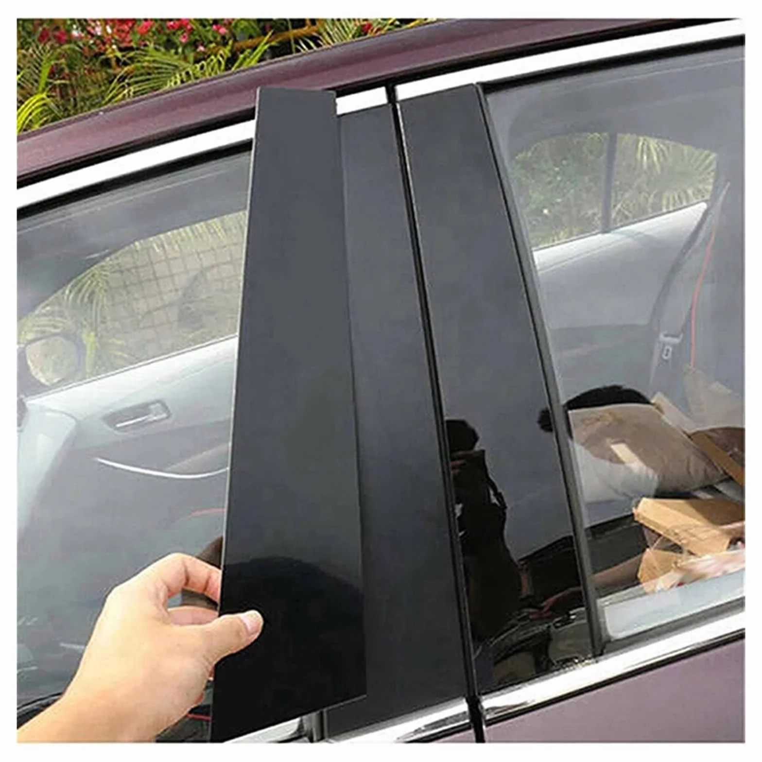 NEGRO Auto Pilastro Messaggi Nero Lucido Porta Finestra Stampaggio Copertura Adesivi Accessori for Hyundai Tucson 2016-2022