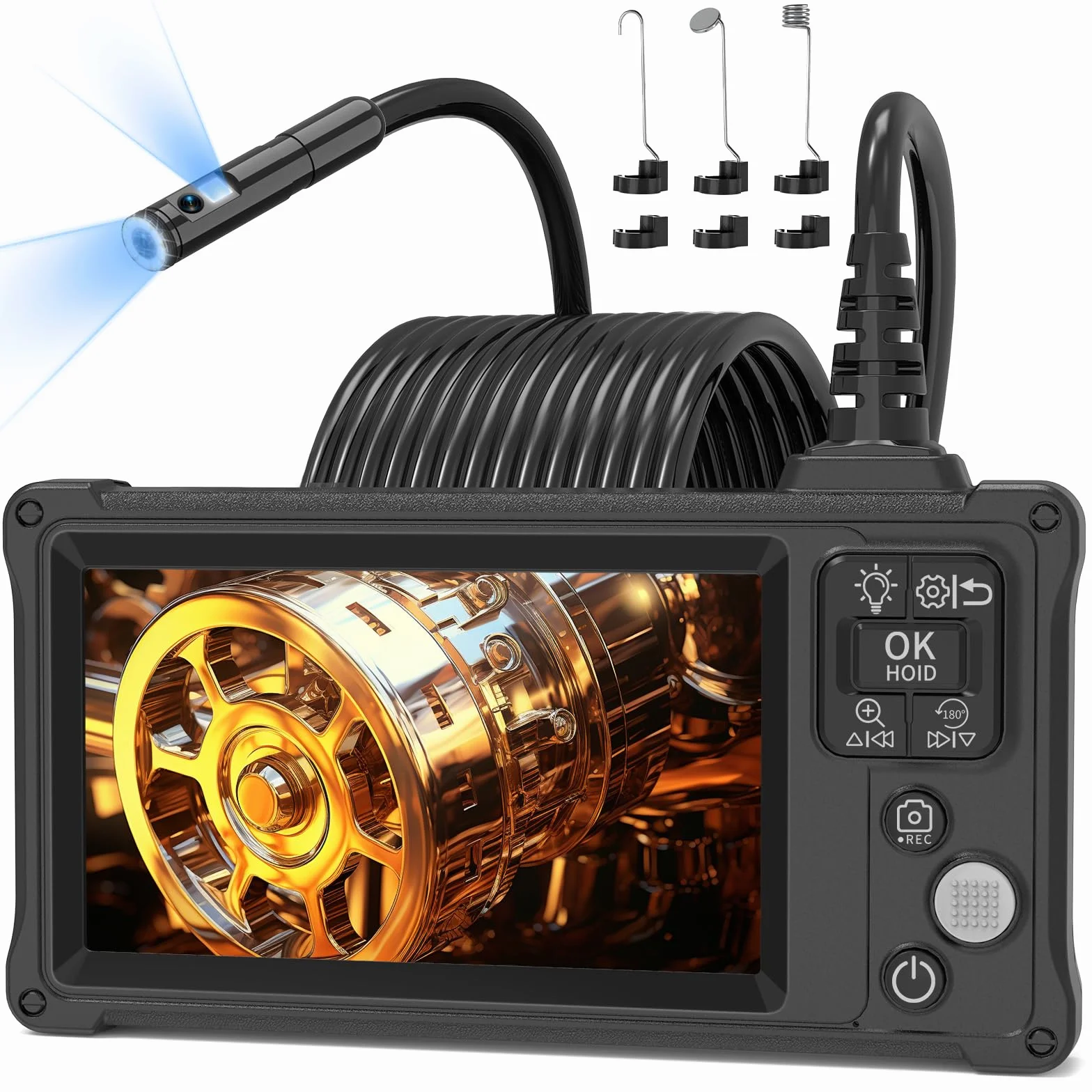 Telecamera di ispezione endoscopica a doppia lente Ennovor 5 pollici IPS IP67 HD 1920P con 8+1 LED