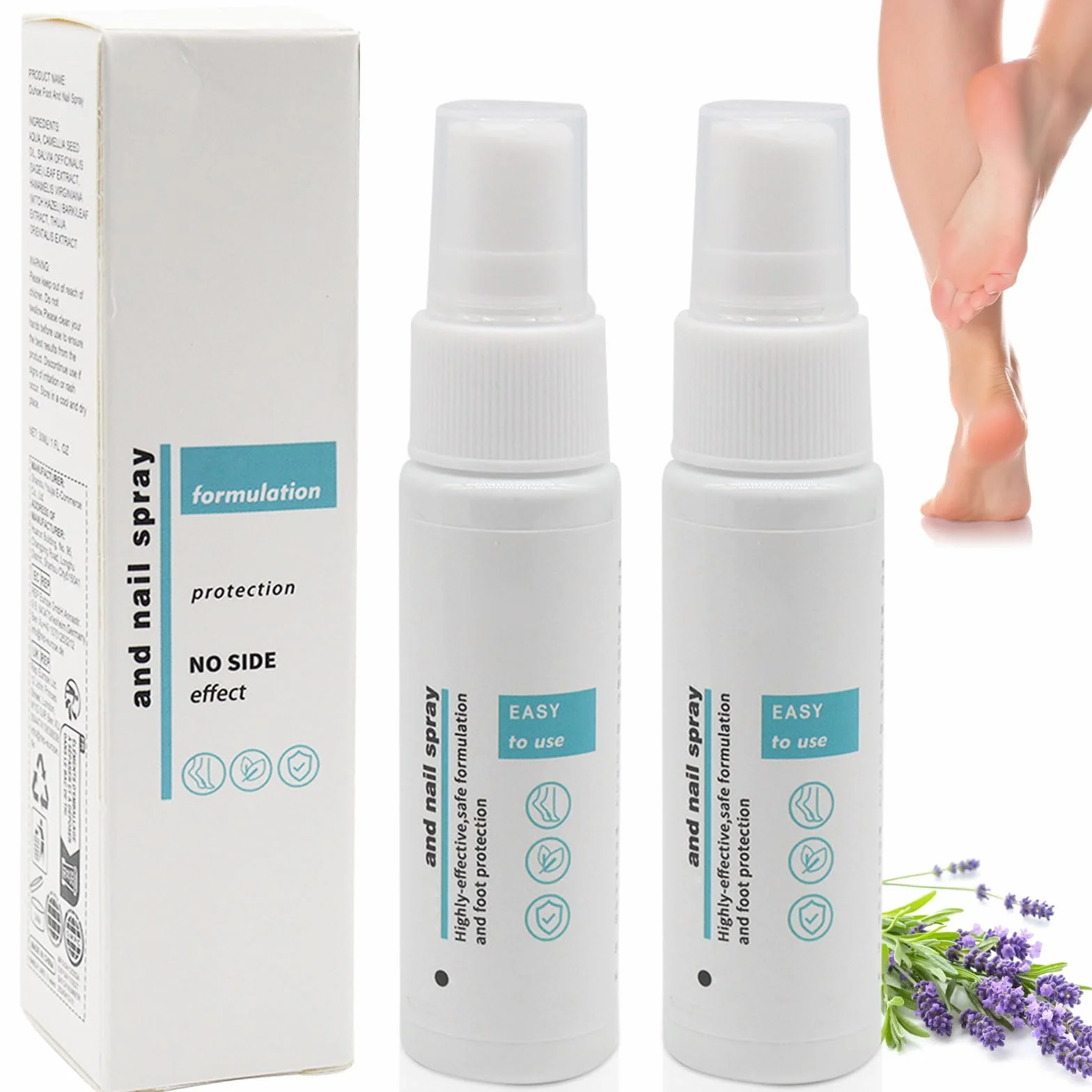 Foot and Nail Spray 2 pz Spray Fungo per Unghie Riparazione Odori