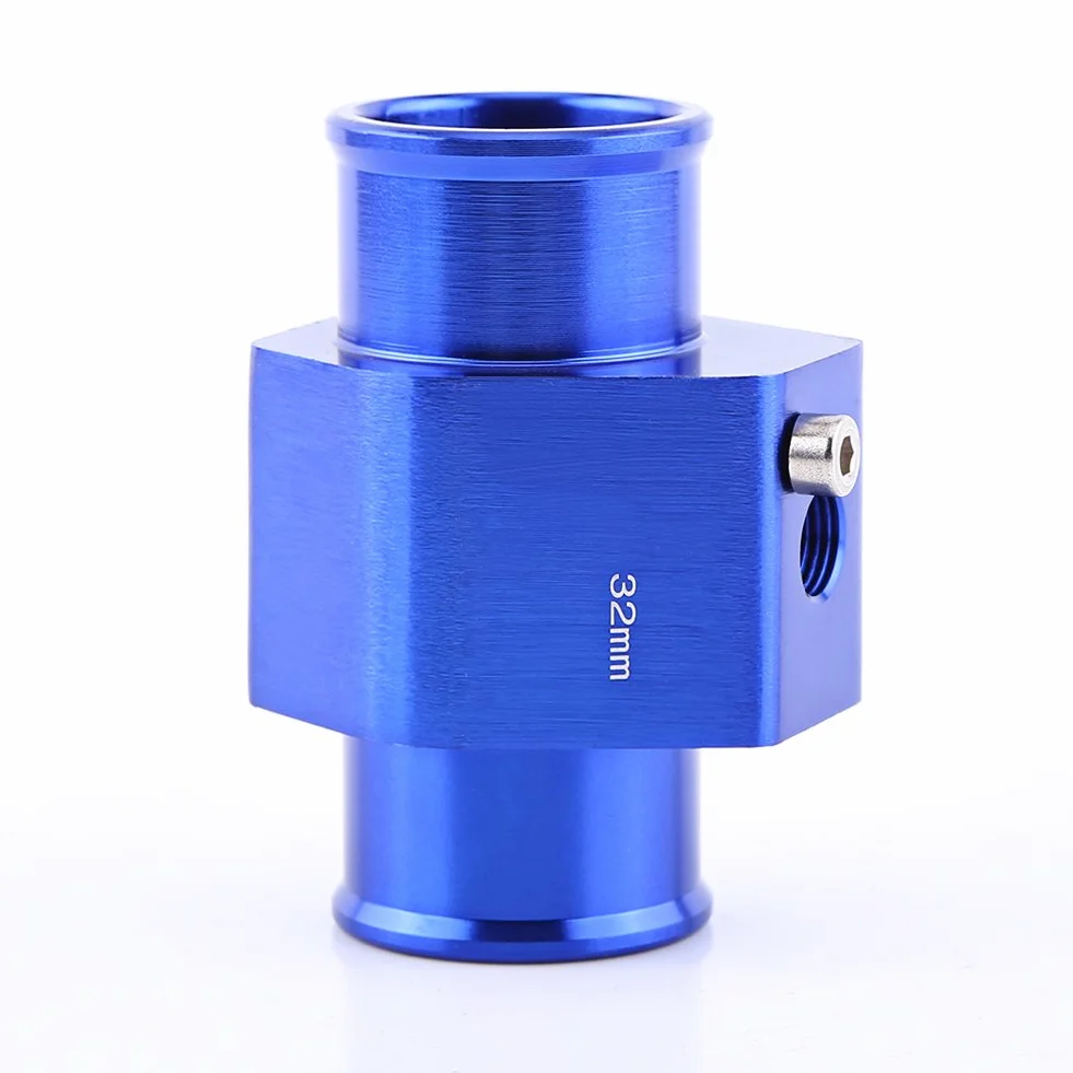 Keenso - Tubo di giunzione universale per temperatura dell'acqua, in alluminio, con sensore di temperatura dell'acqua e adattatore per tubo del radiatore, 26 mm - 40 mm (32 mm)