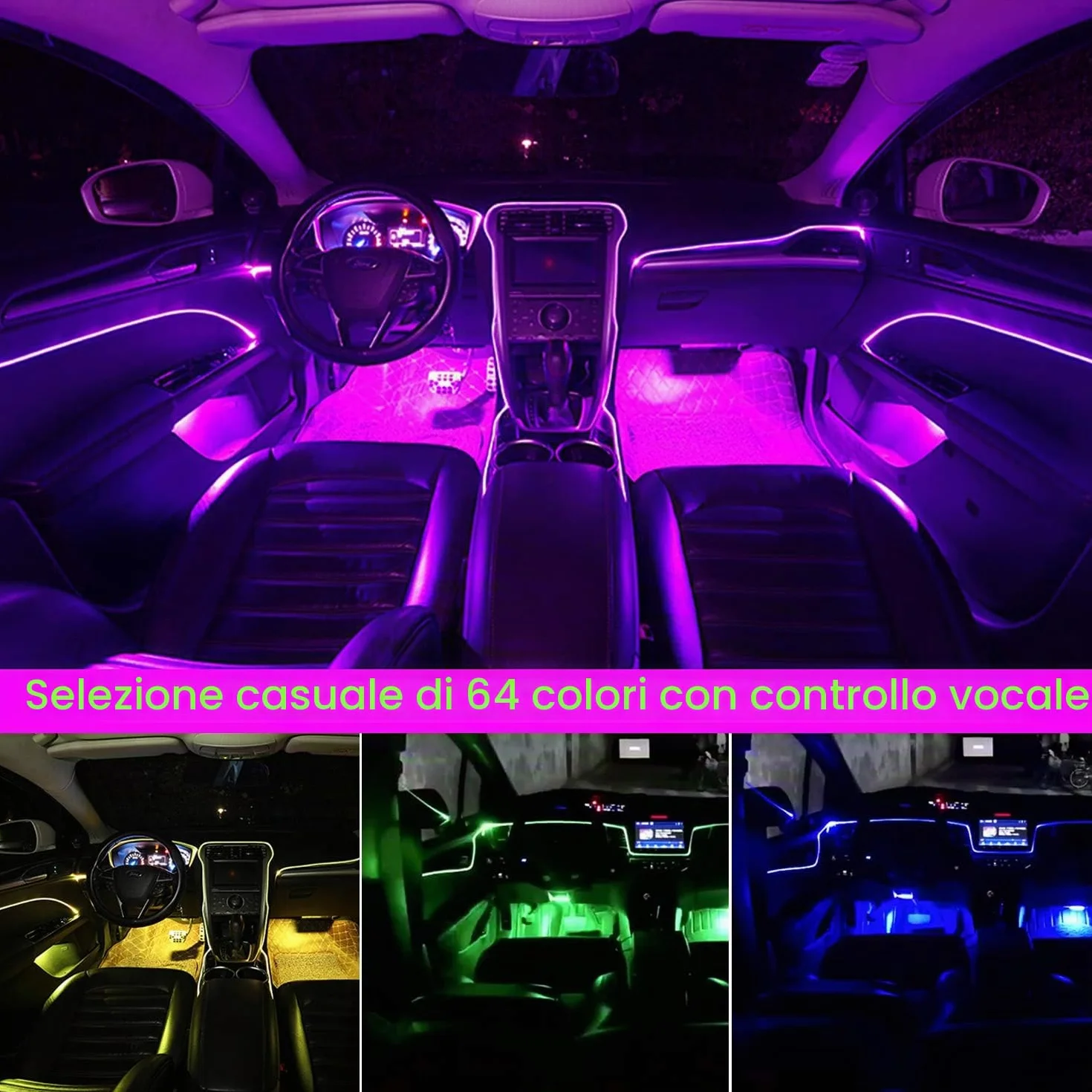 Striscia LED RGB per interni auto, 6 meter, per auto, con app