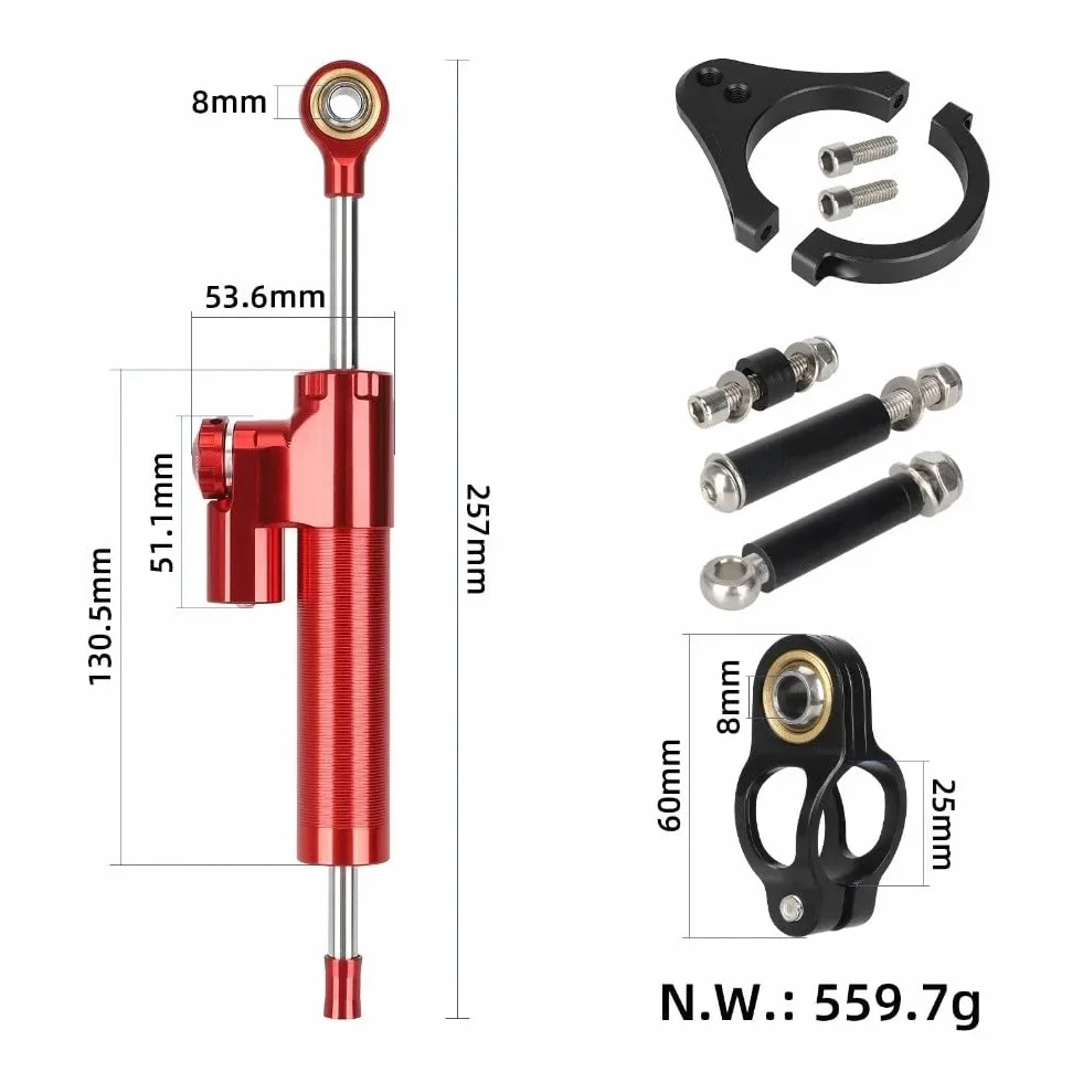 Sterzo per Kukirin G3 Pro 2024, STO?d?mpfer Stabilizzatore con sterzo pr?ciser e sistema a basse vibrazioni, in alluminio + plastica, 560 g, nero/rosso