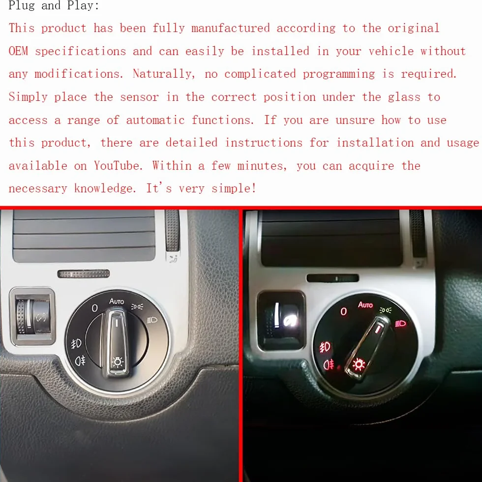 Interruttore Luci Automatico con Sensore Luce per Golf MK4 Passat B5 Polo 9N Bora Beetle Sharan Alhambra Octavia T5