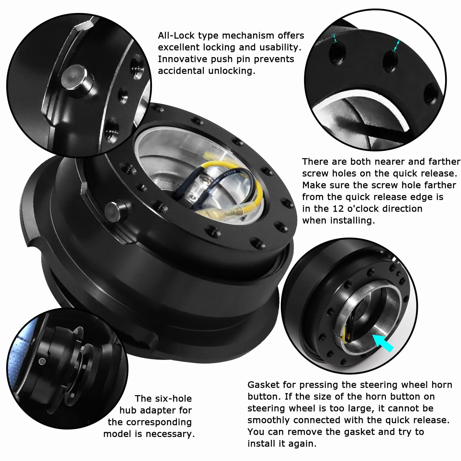 Adattatore Rapido Volante 6 Fori Snap Off Boss Gen 2.5 Nero Gara Rally Motorsport