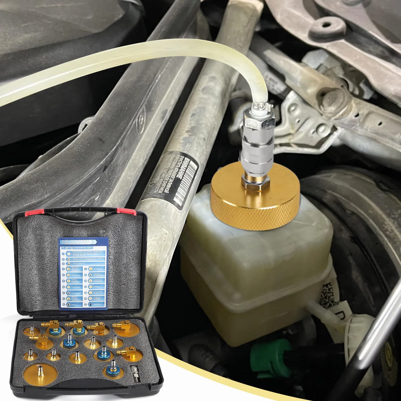 Kit 17 Pezzi Adattatori per Spurgo Freni con Connessione Rapida Universale