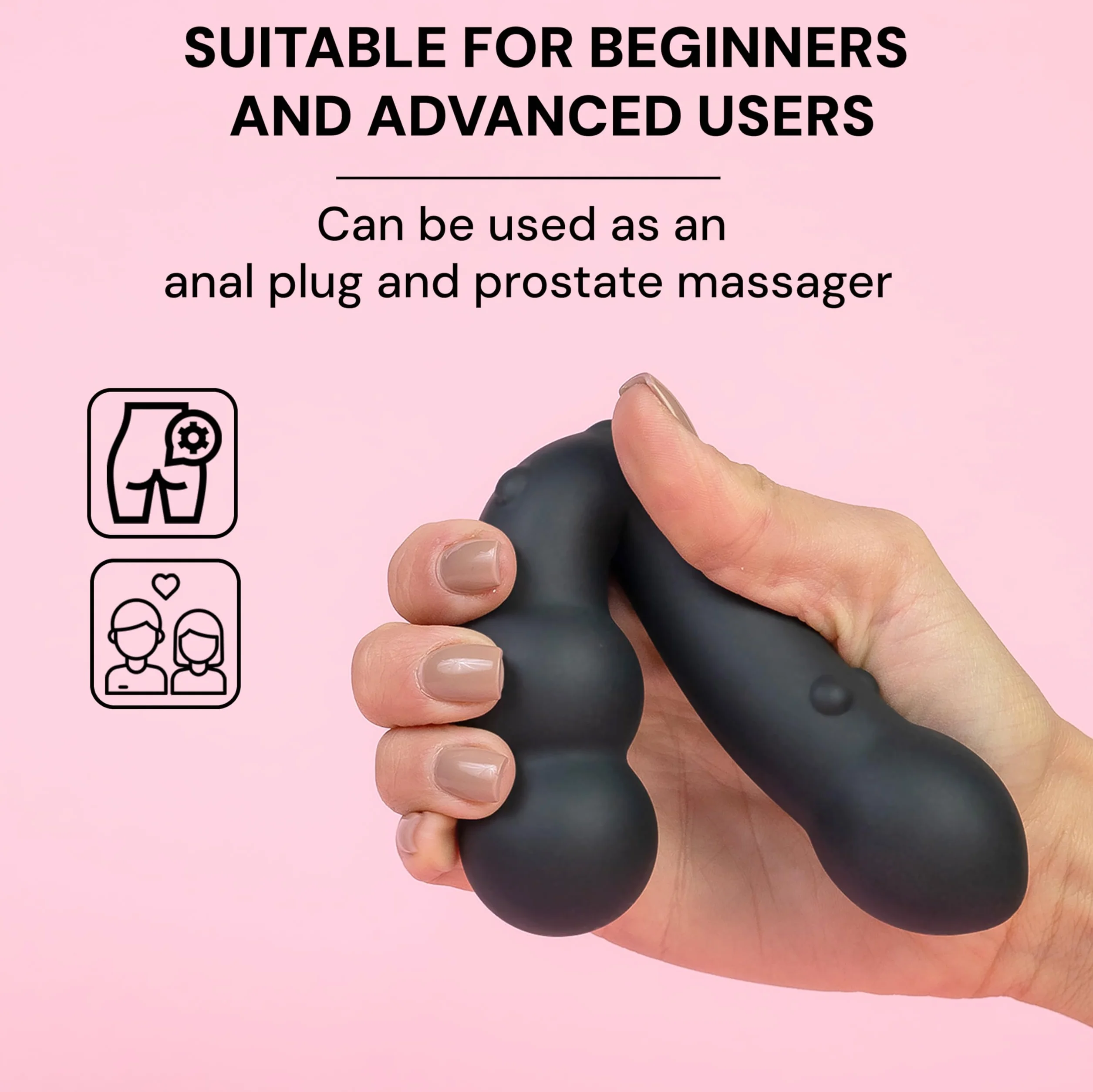 FOPS A106 Stimolatore prostatico silicone nero 18 cm ⌀3,3 cm anal plug per uomini elettrostimolazione