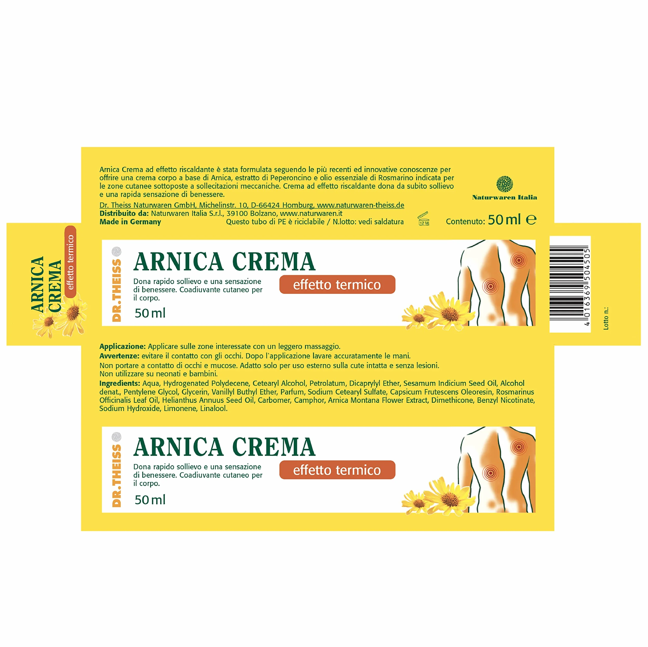 Dr. Theiss Arnica Crema Effetto Termico Riscaldante 50 ml Estratto di arnica forte Sollievo cervicale schiena ginocchio