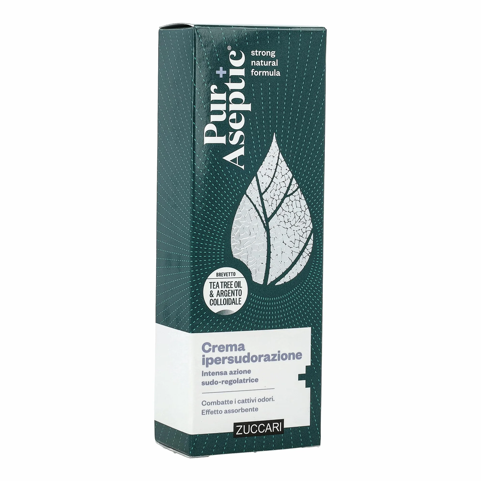 Zuccari PurAseptic Crema Ipersudorazione 75ml Trattamento Sudo-Regolatore con Silver Tea Tree Oil, Tropolone e Allume di Potassio
