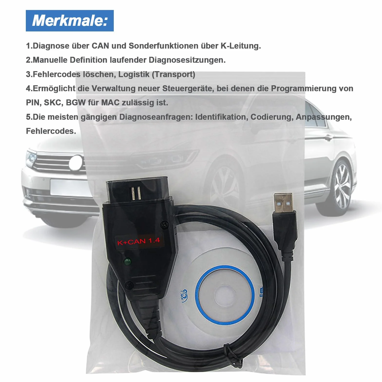 K CAN Commander v1.4 OBD Scanner for VAG/Audi/Skoda/SEAT/Nissan Compatible with K+CAN Commander 1.4 ECU Programming Tool