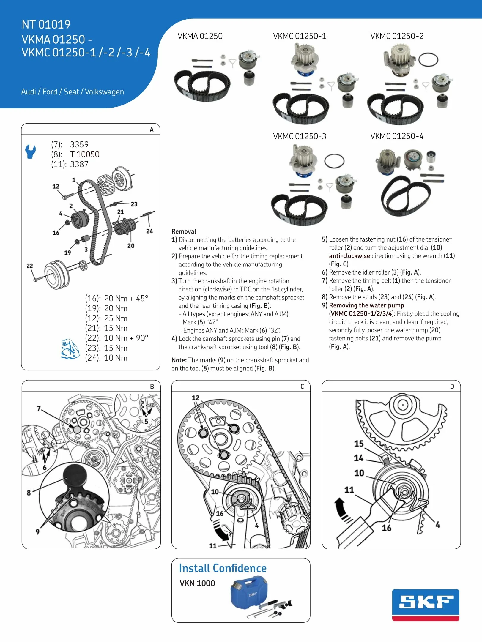 SKF VKMC 01250-2 Kit Tendicinghia con Pompa Acqua