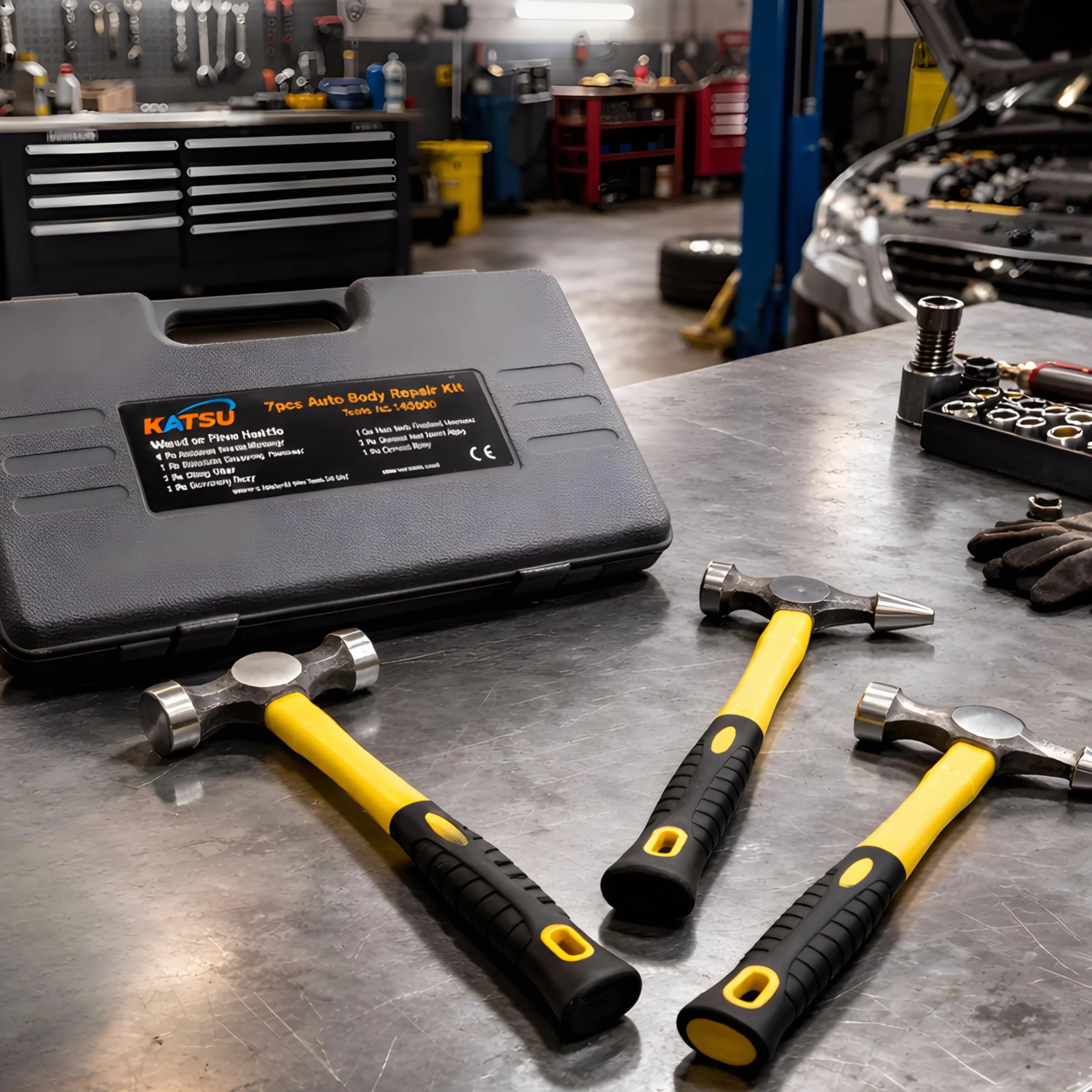 TOPWAY 7 Pezzi Kit Attrezzi da Officina Riparazione Carrozzeria Auto con Manici in Fibra di Vetro