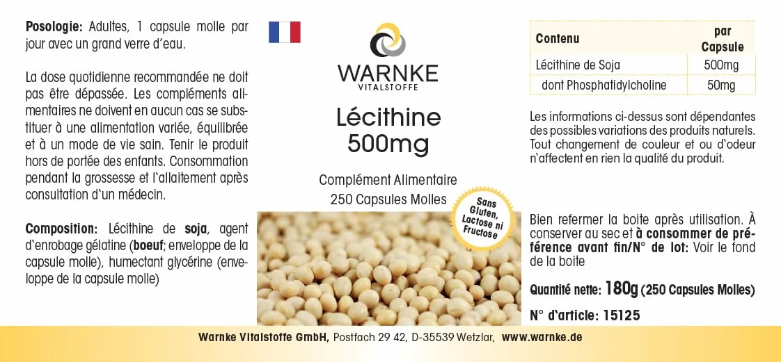 Lecitina 500mg 250 Softgel Warnke Vitalstoffe