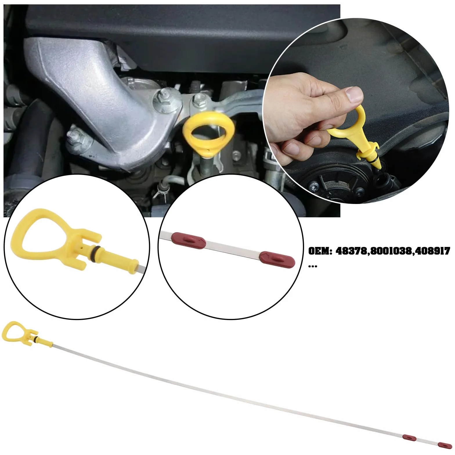 Asta di Livello del Motore 673 mm Compatibile con Mercedes Classe E, C, GLK, SLC, SLK 48378, 8001038, 408917