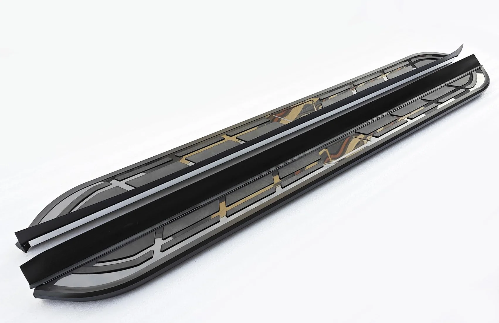 HKX, set di 2 accessori per pedane laterali per JEEP RENEGADE 2015-2026, in alluminio, colore nero (con staffa)