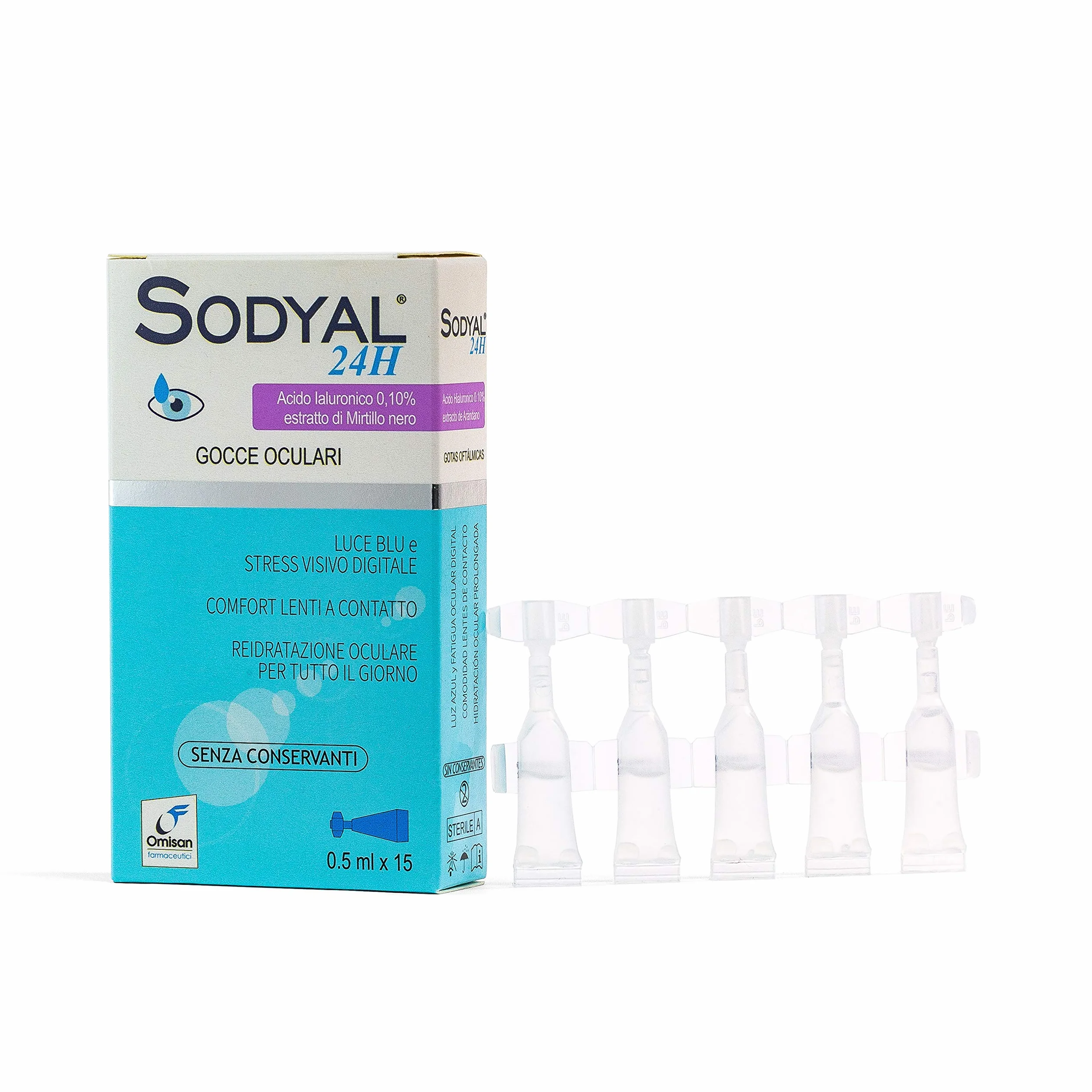 Sodyal 24H Gocce Oculari Monodose con Acido Ialuronico Senza Conservanti 15x0,5ml