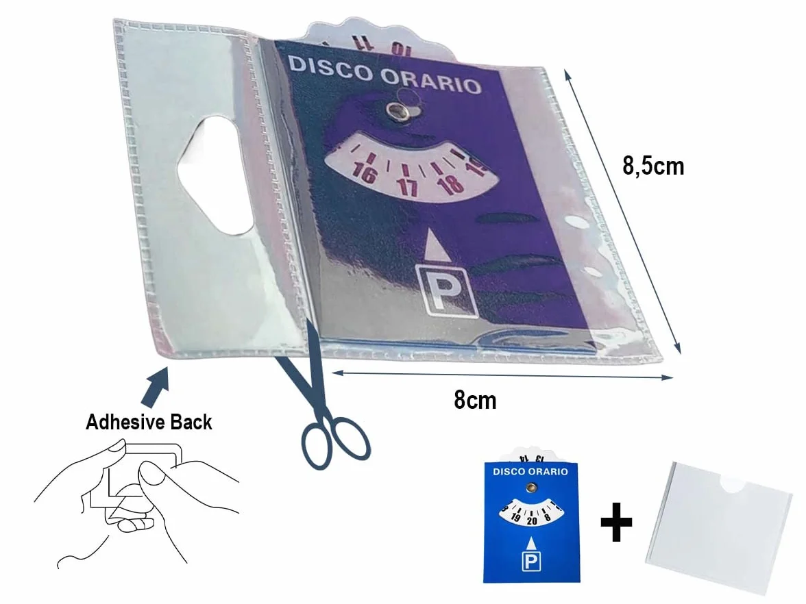Disco Orario Adesivo Europa Parchimetro in Plastica con Porta Permesso Autoadesivo CARALL PT608279