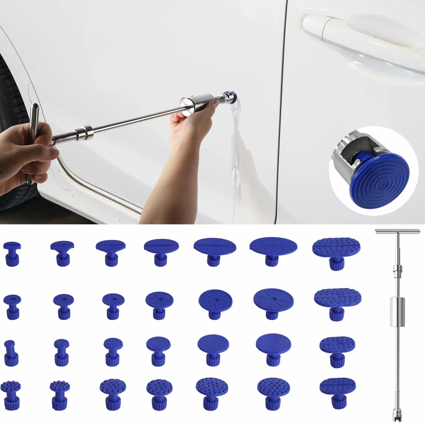 Kit di riparazione per ammaccature auto, con martello scorrevole, kit di rimozione ammaccature senza vernice, per ammaccature auto, ammaccature e rimozione di danni da grandine