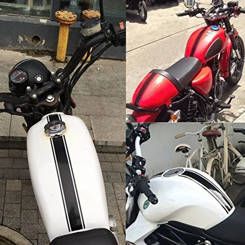 NICOLIE Cafe Racer Moto Serbatoio Carenatura Cappuccio Adesivo Decalcomania Argento