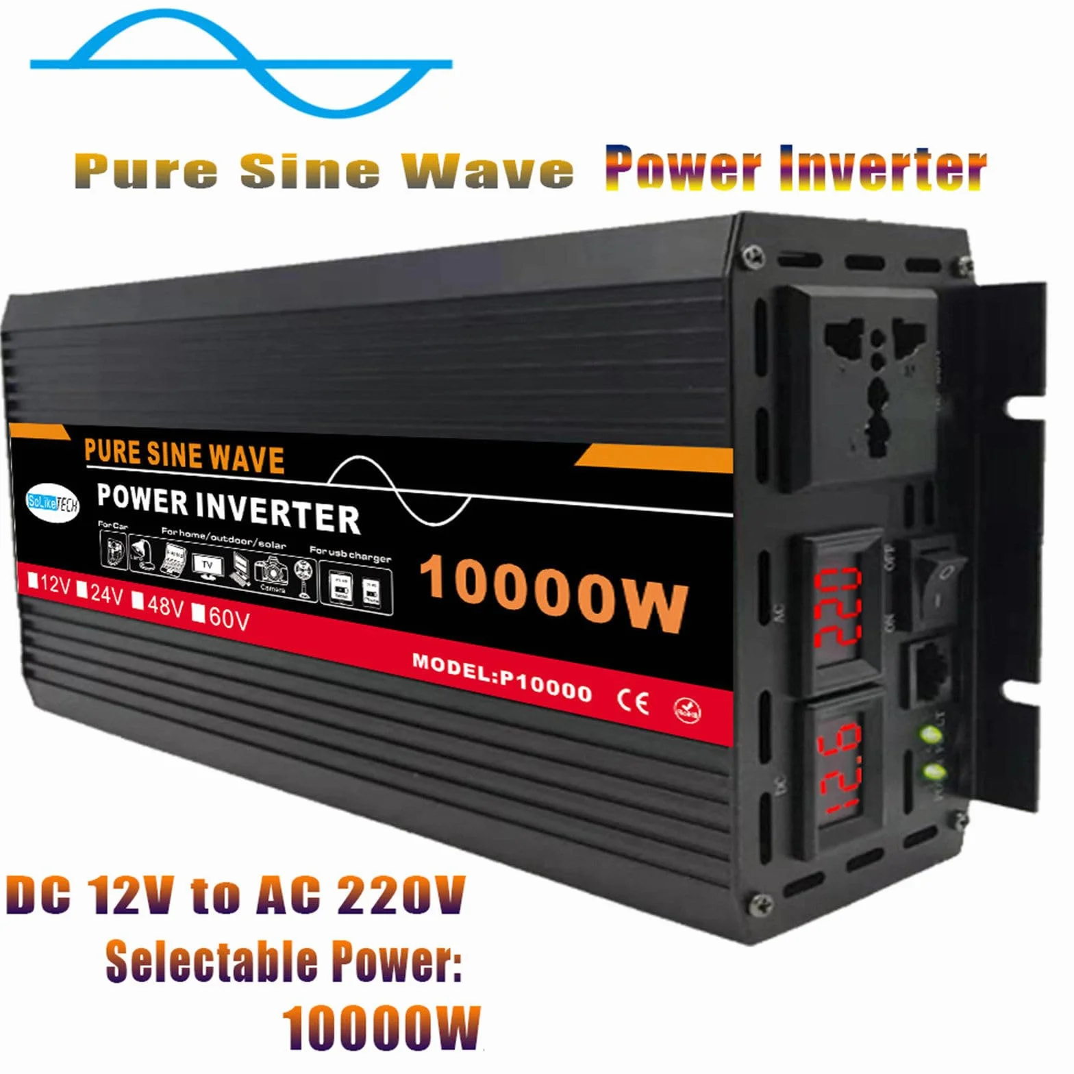 Inverter a onda sinusoidale pura 10000W 24V DC 12V 24V 48V 60V a AC 220V Inverter solari di potenza