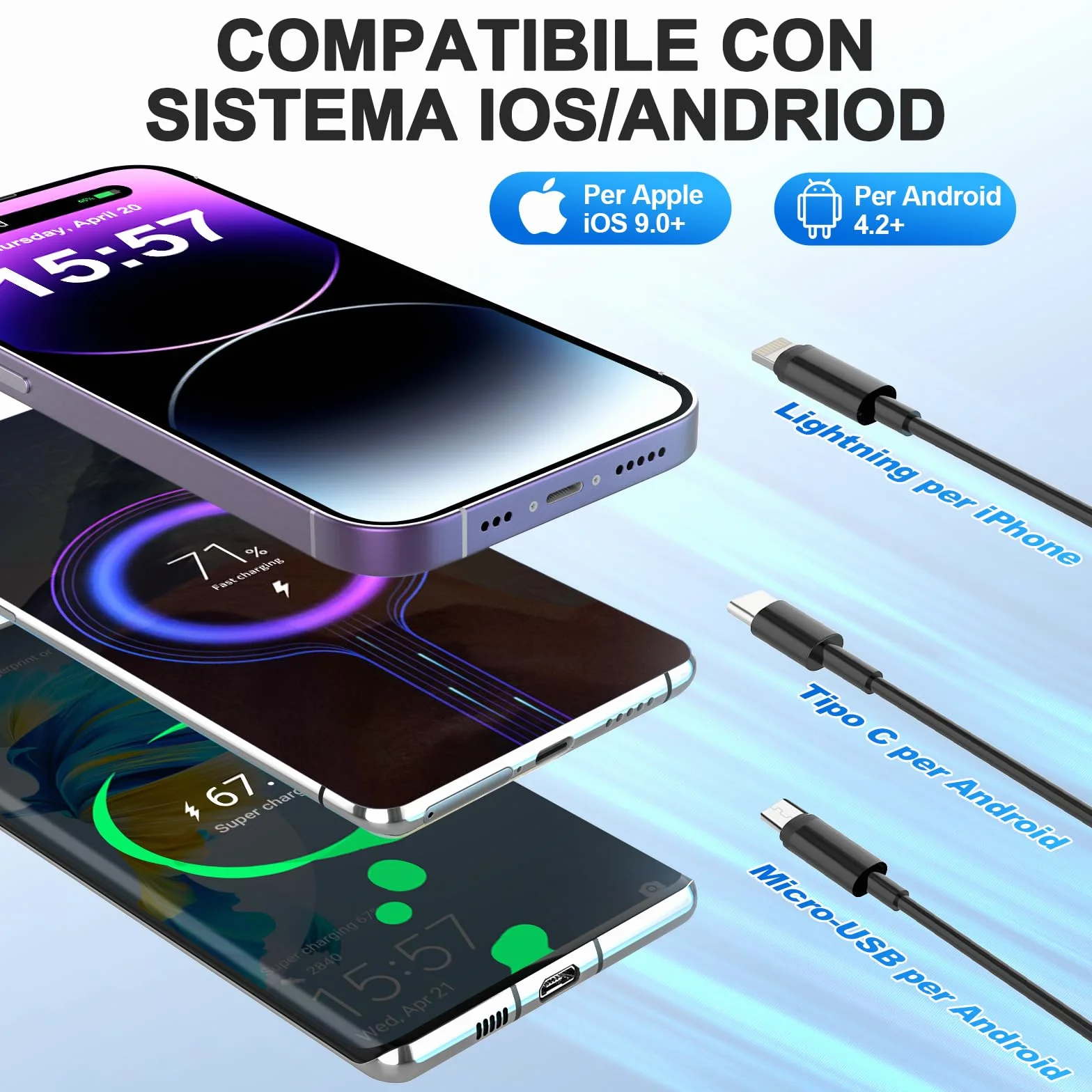 Endoscopio per Smartphone 1920P Telecamera Endoscopica IP67 Sonda Impermeabile 5M 8 LED