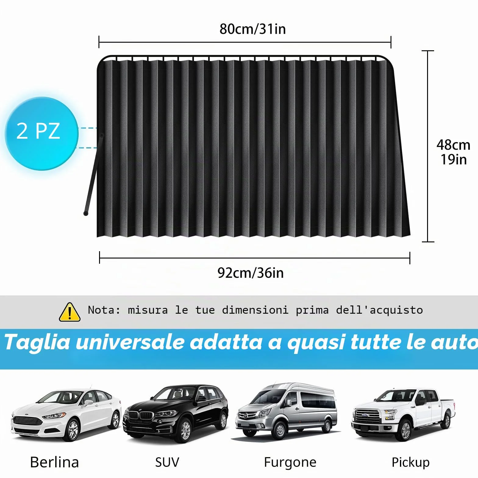 ZATOOTO Parasole de Auto Parasole per Finestrini Lateralii (2 Pezzi), Tende Magnetiche per Bloccare Raggi UV e Calore, Nero