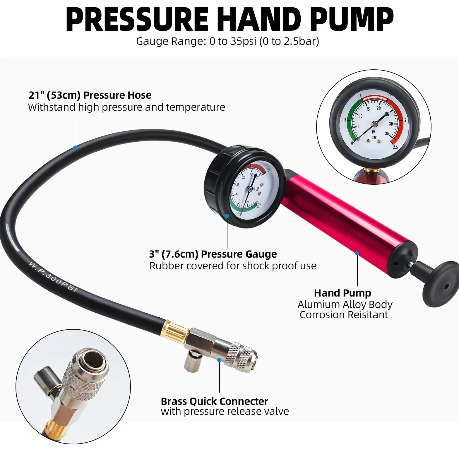 FreeTec Tester Pressione Radiatore Universale, Impianto Raffreddamento Test Perdite Refrigerante