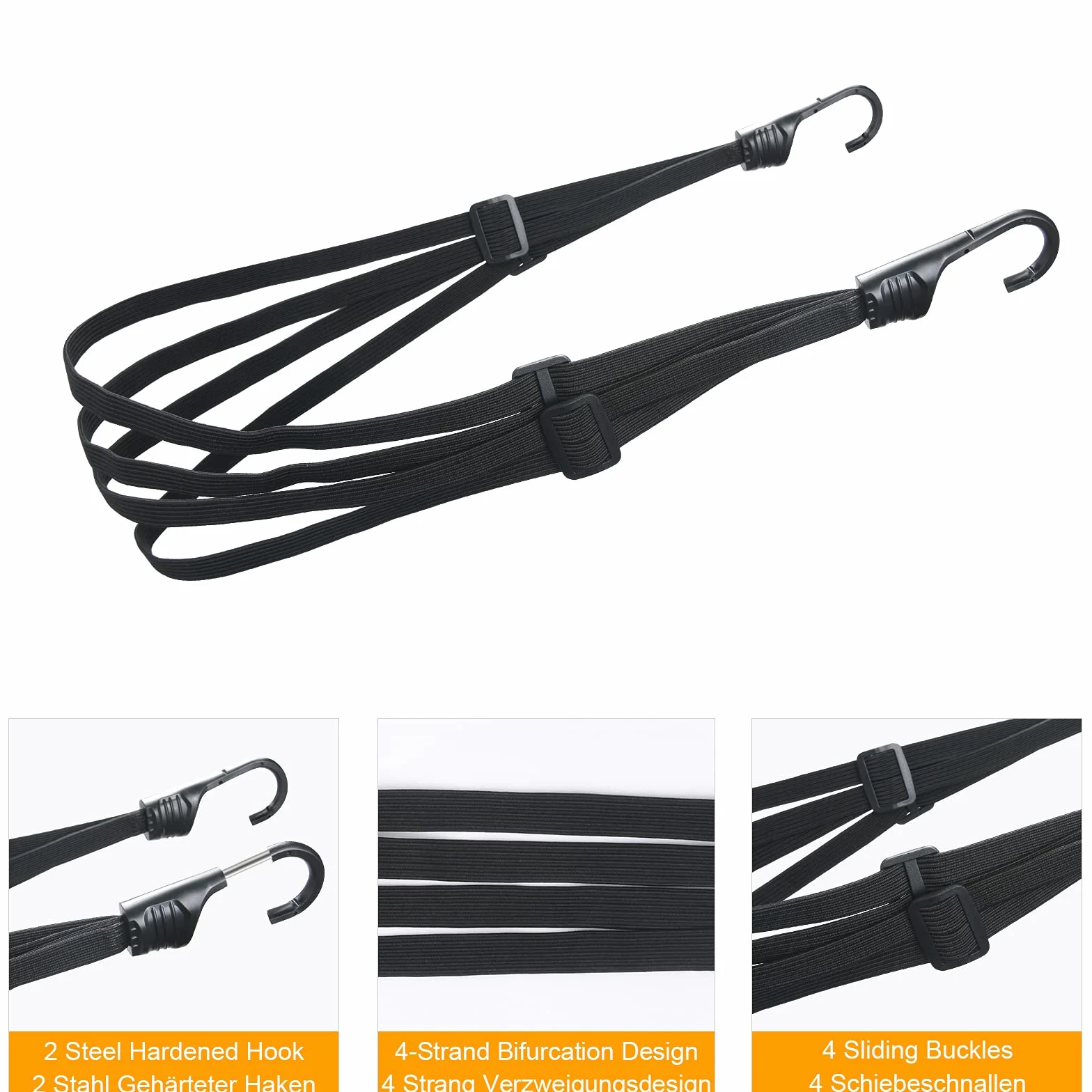 Cinghia Elastica Moto Portapacchi con Gancio 60-170 cm Regolabile in Nylon per Moto Bici Scooter