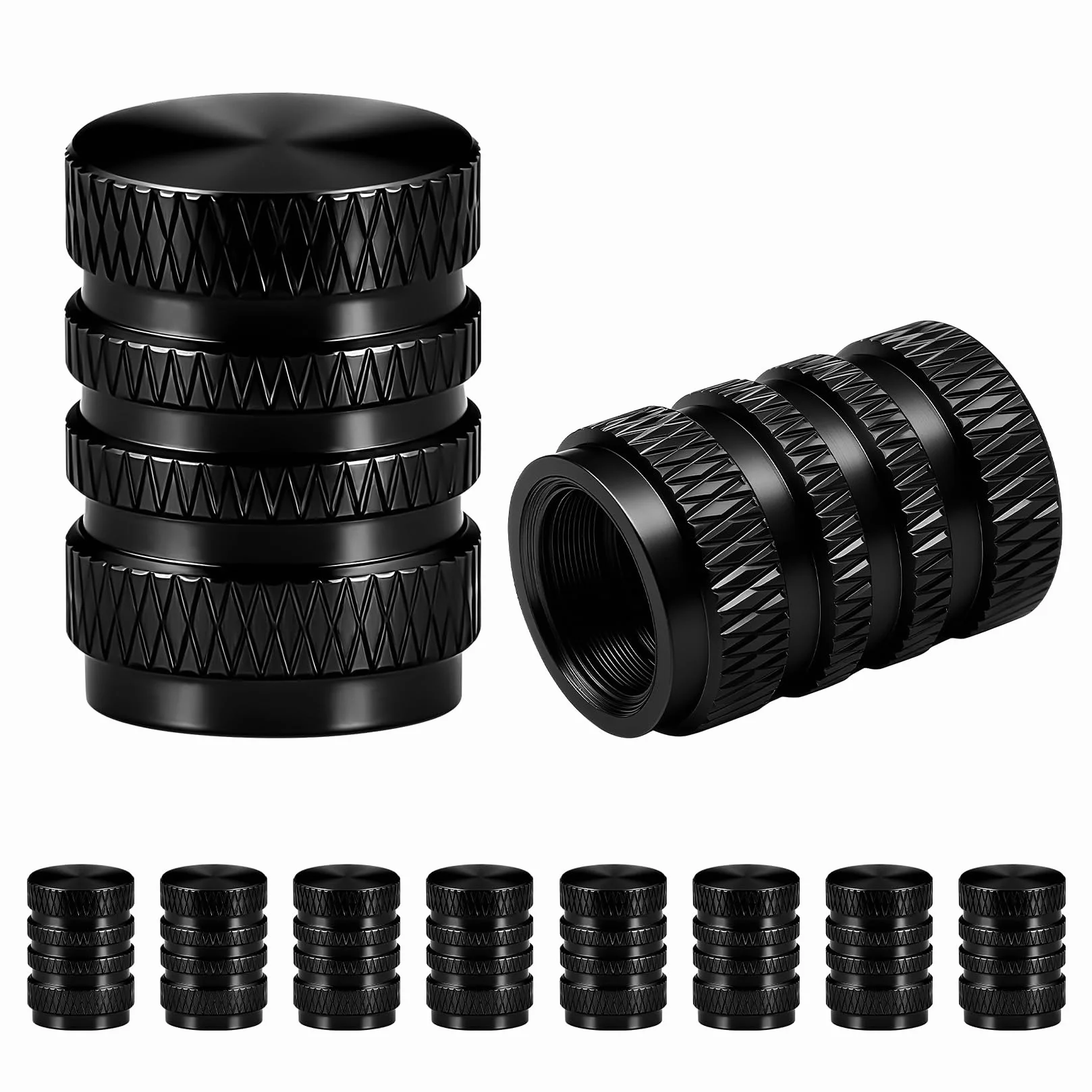 Tappini Gomme Auto Neri, Tappi Valvole Pneumatici per Auto Moto Biciclette Camion - 10 Pezzi