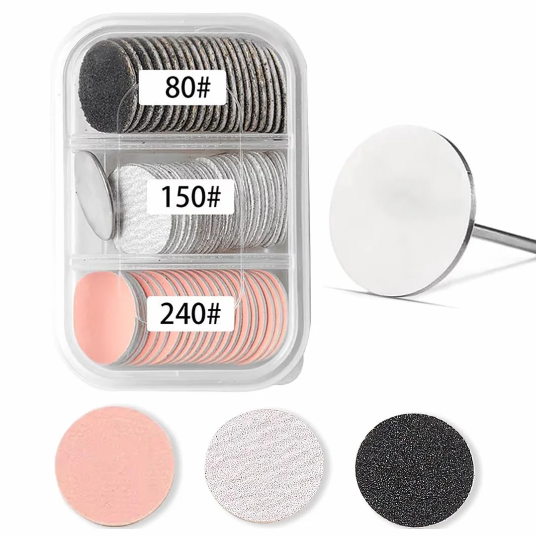 WeddHuis 60pcs Strumento per Pedicure Carta Vetrata Disco Abrasivo Pelle Morta Tacchi Screpolati 80#150#240#