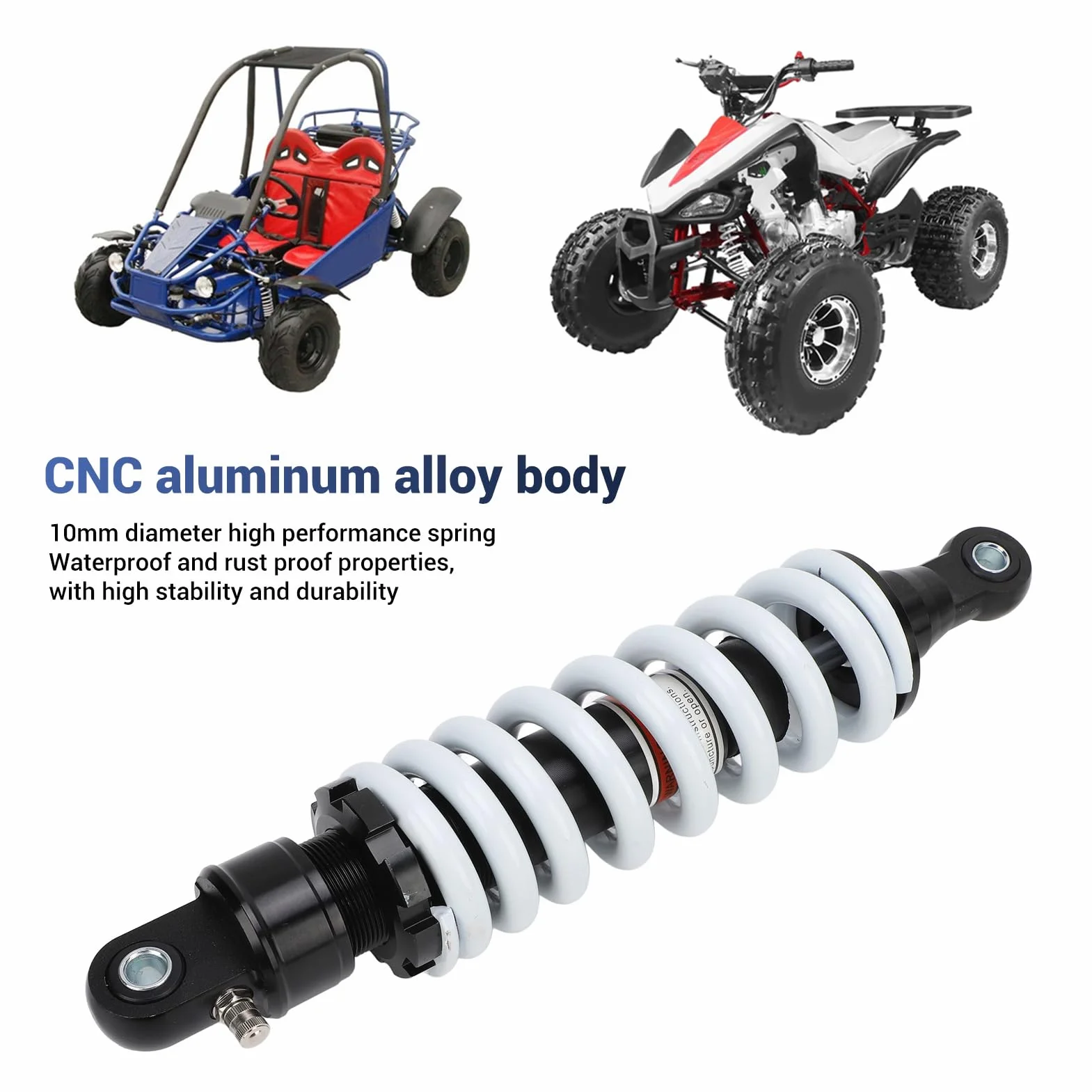 Assorbitore Posteriore 310 Mm, Lega di Alluminio CNC con Molla Ad Alte Prestazioni, più, Smorzamento Migliorato, Adattamento Universale per Motociclette, Kart GO, ATV,