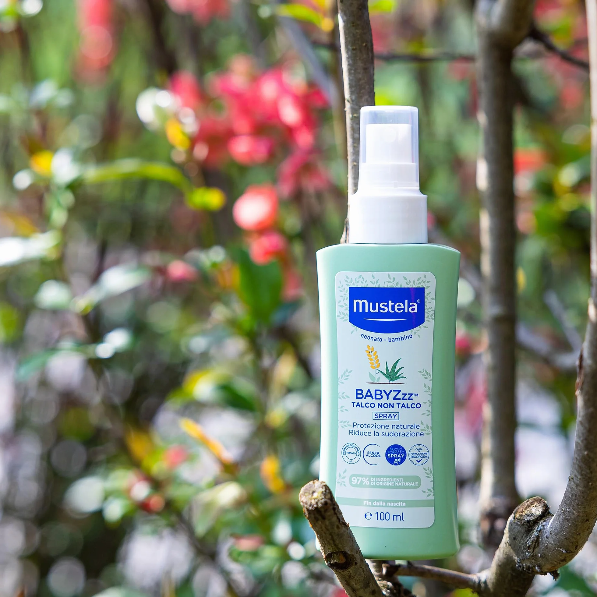 Mustela BABYZzz Talco Non Talco Spray 100ml - Protezione Naturale dalle Zanzare per Neonati e Bambini