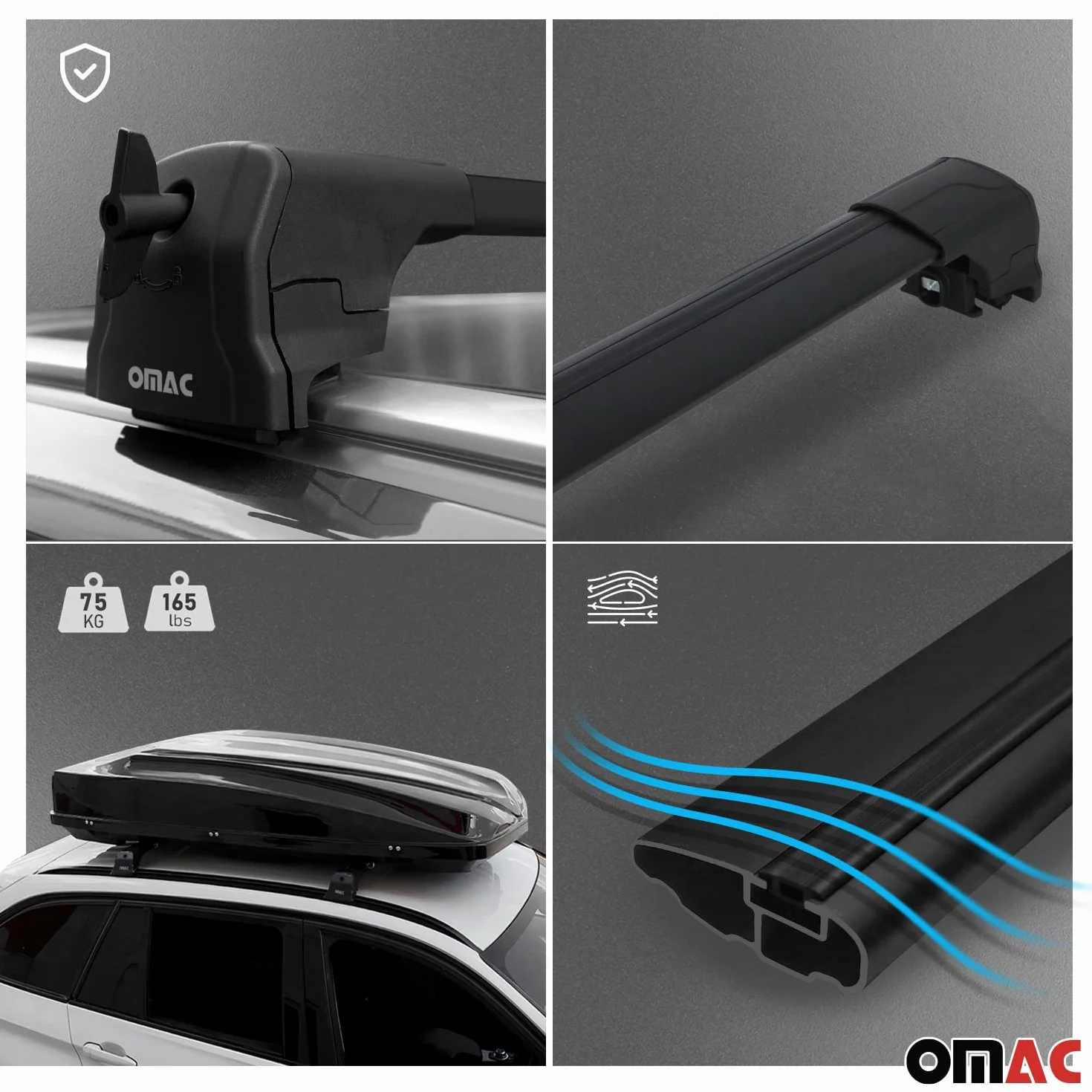 OMAC Barre Portatutto Trasversali in Alluminio per Hyundai Kona II 2024-2026 – City Crash – ISO/PAS 11154