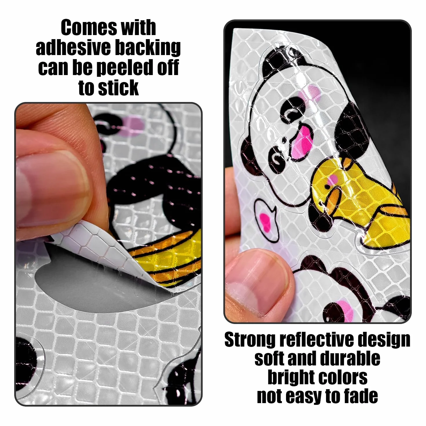 12 Adesivi di Avvertimento Panda, Adesivi Riflettenti, PVC, Nero, Moderni, Per Auto e Album di Ritagli