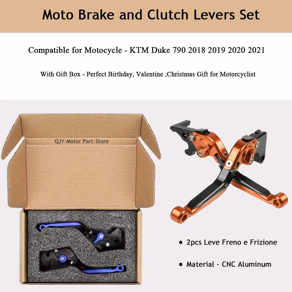 CNC Alluminio Leva Freno e Frizione per KTM DUKE 790 2018-2021 Arancione Nero