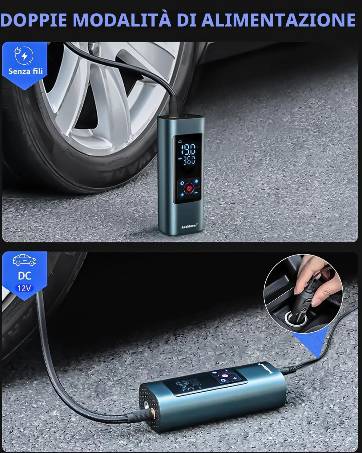 Mini compressore senza fili 150 PSI pompa ad aria elettrica con funzione di sgonfiaggio portatile per auto moto bicicletta