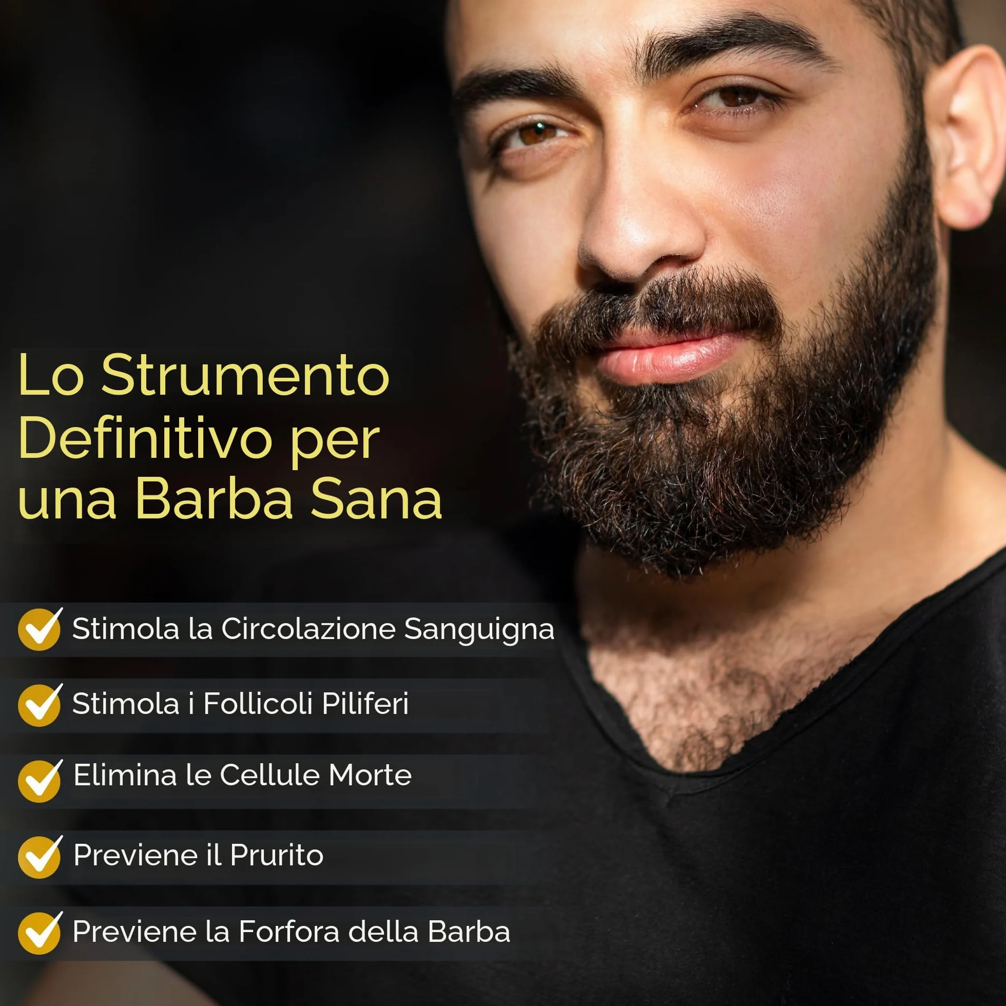 SAKKAL Spazzola per Barba Setole di Cinghiale, Manico in Legno Naturale, Antistatica Districante Lisciante, Cura Styling Barba