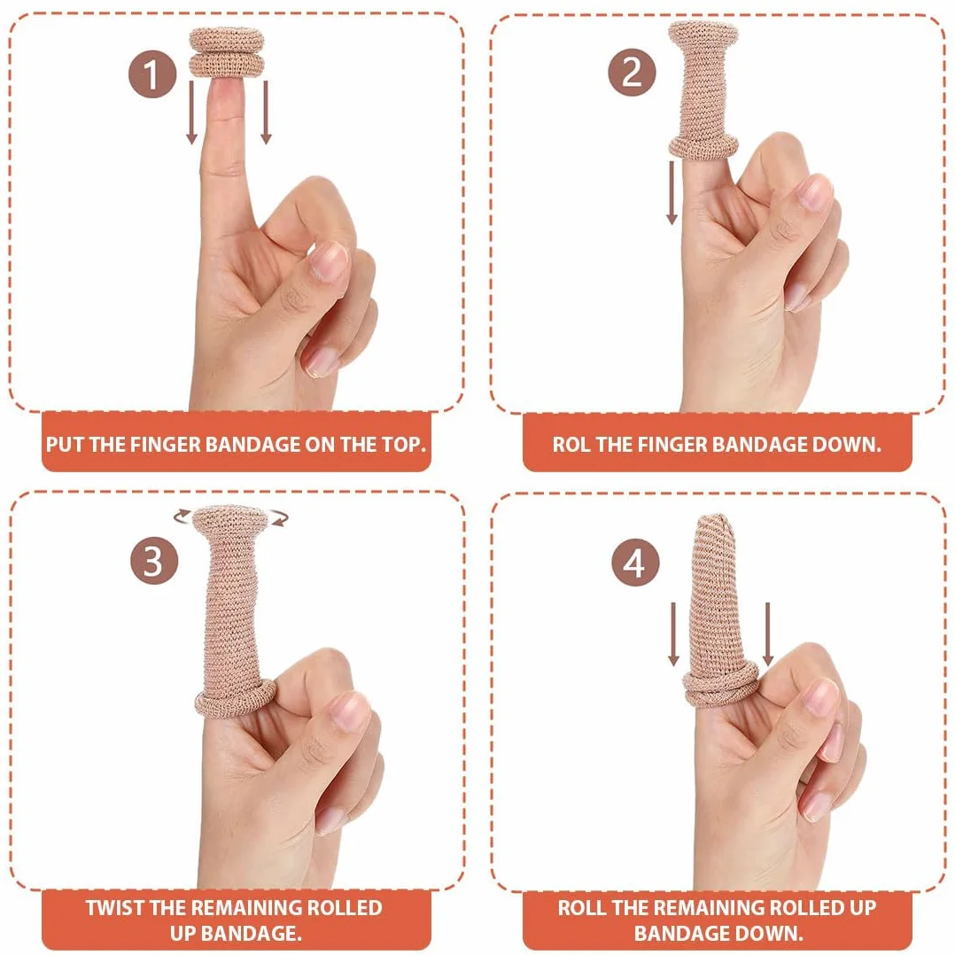 Bendaggio Tubolare per Dita, Bende Proteggi Mano, Fascia Protettiva Traspirante, 36 Pezzi (Colore Pelle)