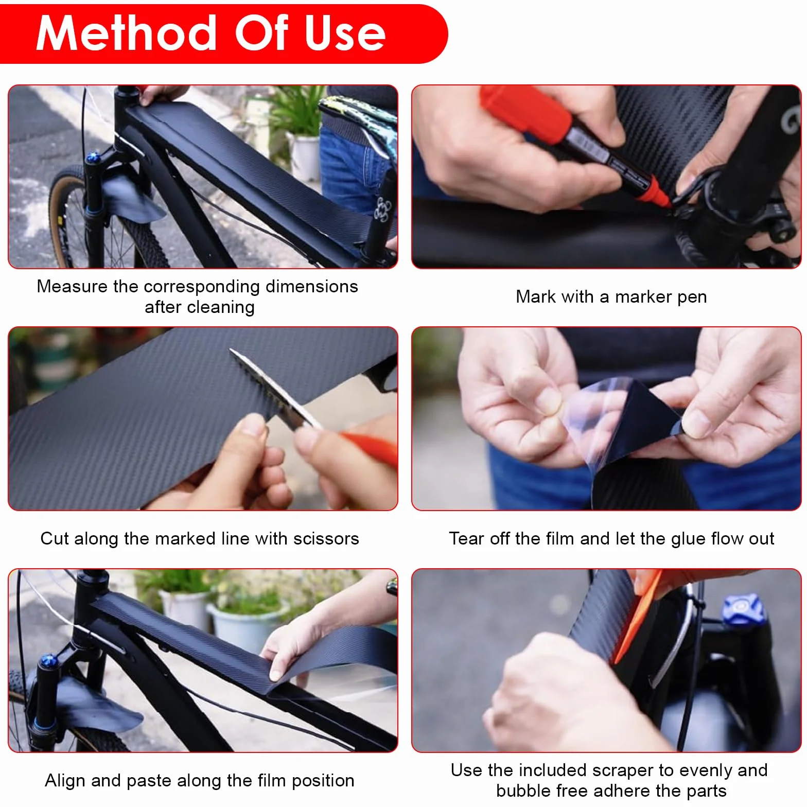 Pellicola Protettiva MTB, 10cm x 3m Protezione Telaio MTB, Pellicola Carbonio, Adesivo Protettivo per Telaio Bici, Anti-Graffio, per Mountain Bike, Bici da Corsa, Gravel, E-Bike