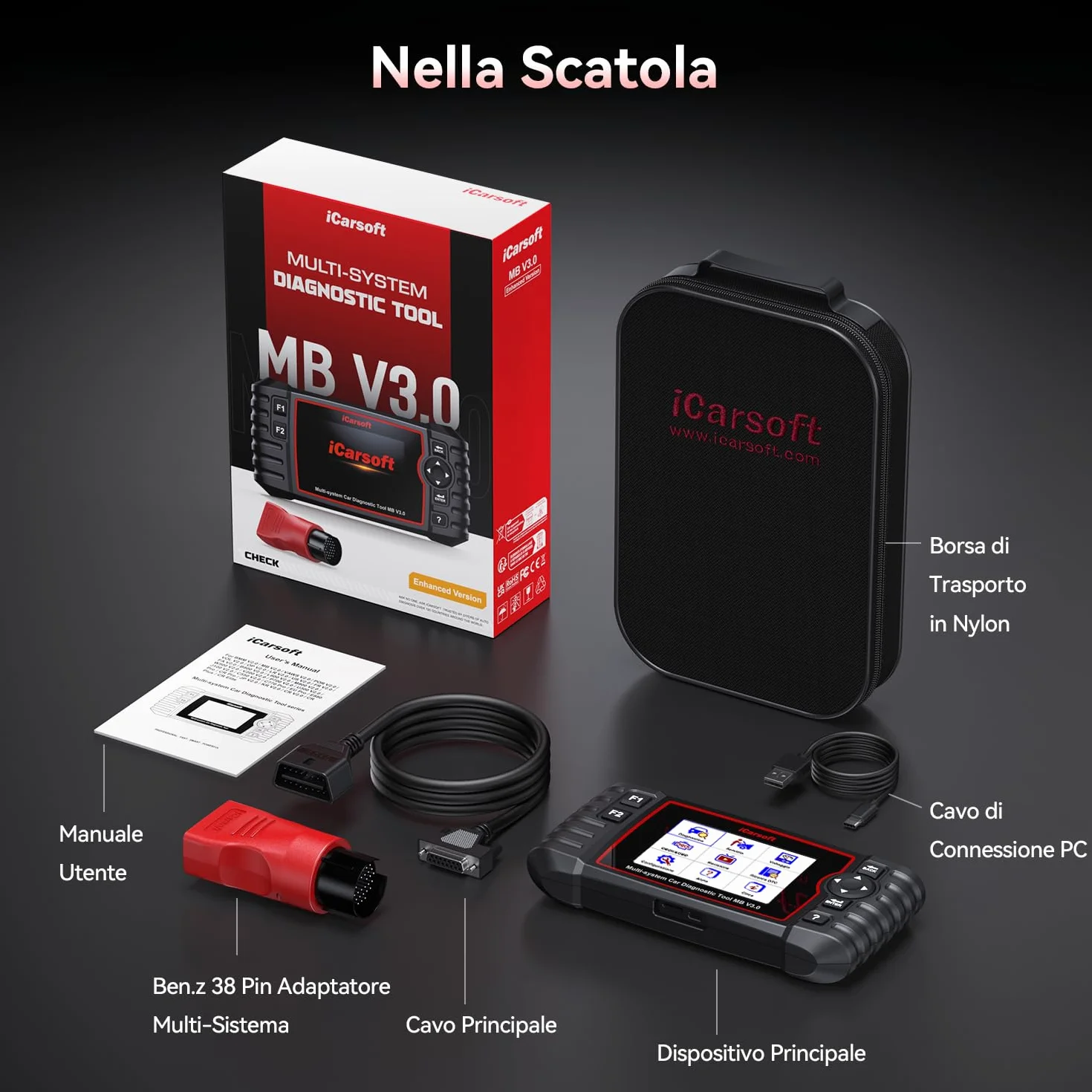 iCarsoft MB V3.0 OBD2 Diagnostica Auto per Ben.z/Sprinter/Smart 35 Funzioni di Ripristino