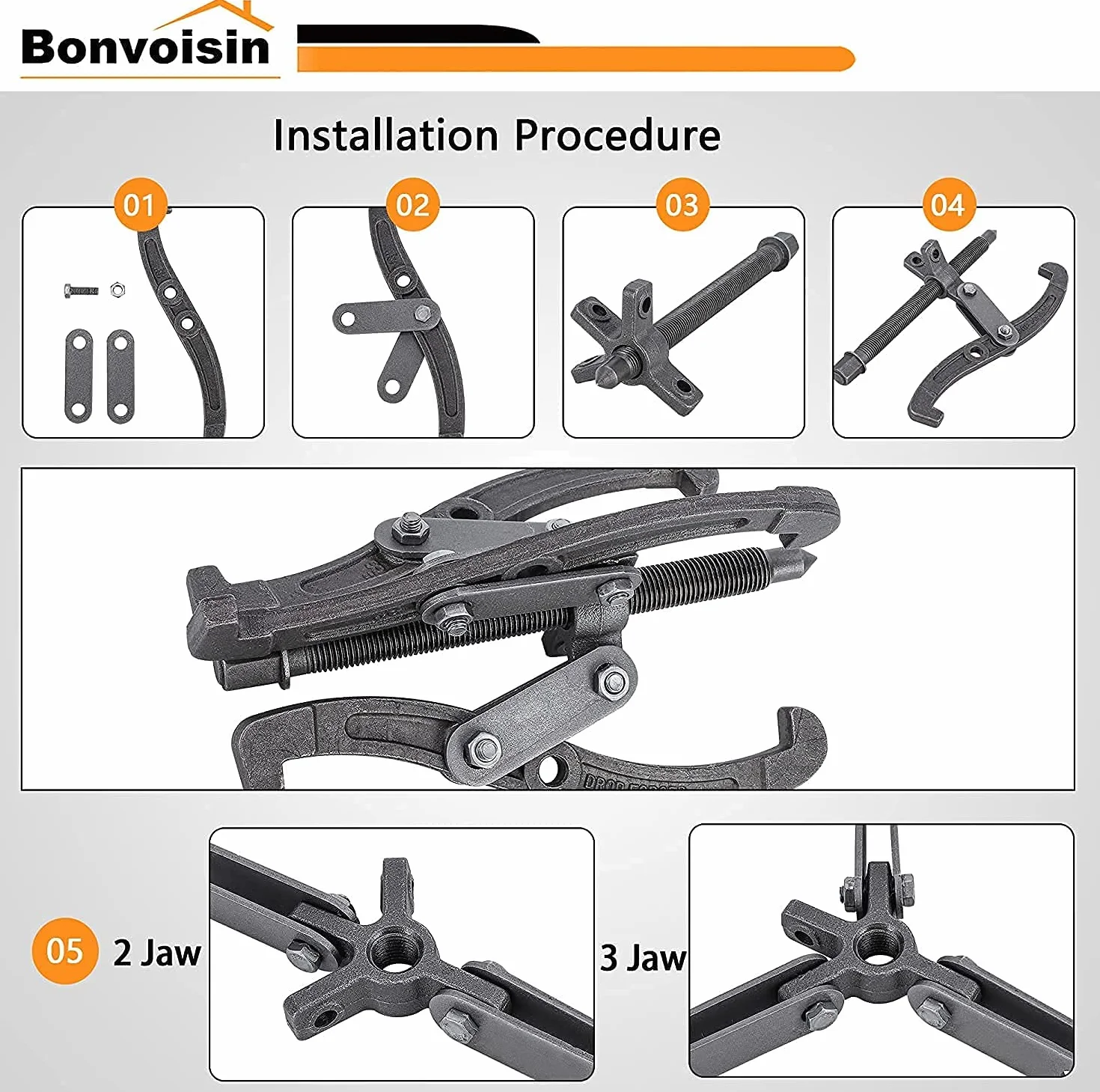 Bonvoisin Estrattore per Cuscinetti Set 2/3 Ganasce 4 6 8 Pollici 3 Pezzi