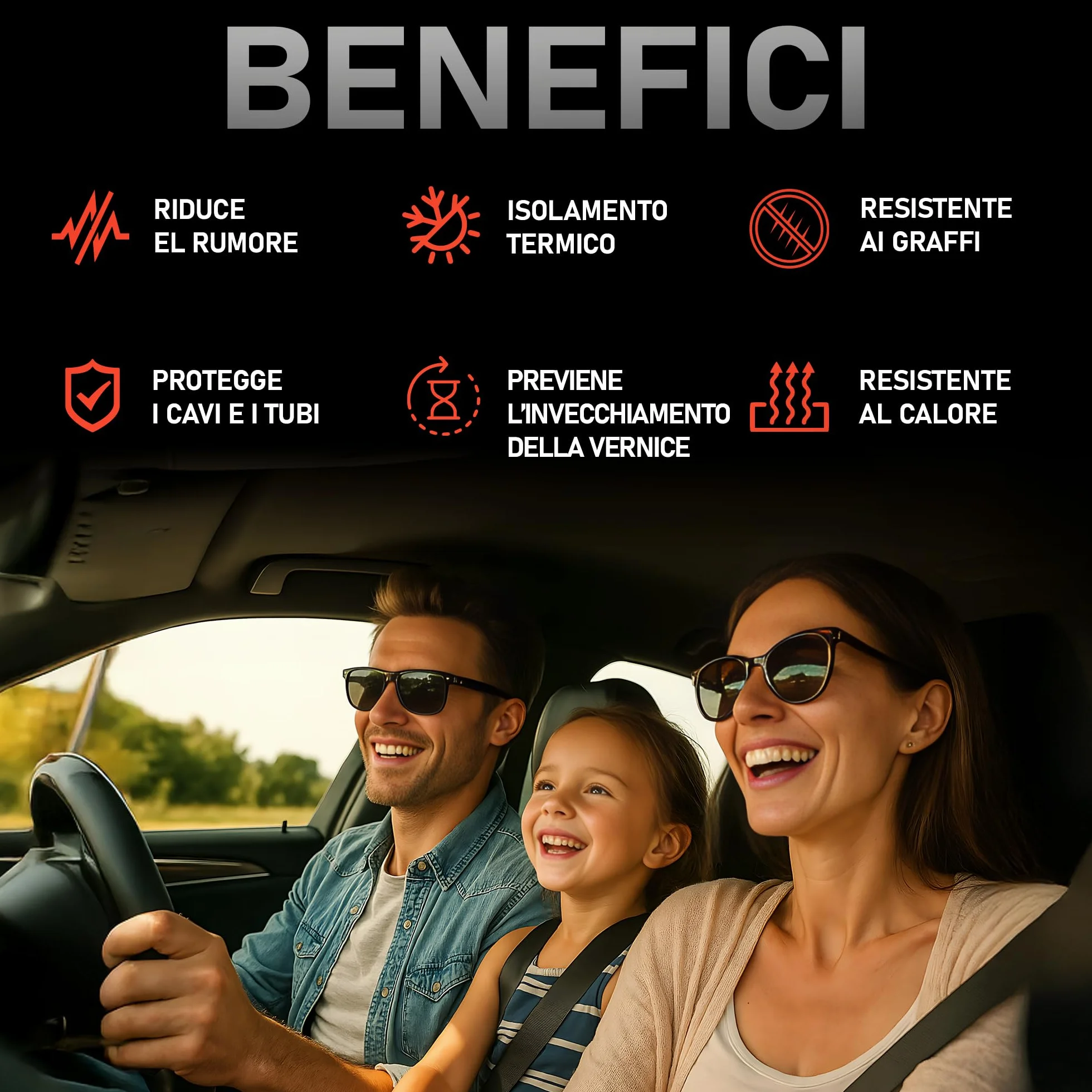 Pack 2 Isolante Termico Adesivo 250 x 50 cm – Spessore 10 mm | Insonorizzazione Auto | Perfetto per Auto, Furgoni e Camper | Temperatura Massima 110 °C / Minima -50 °C