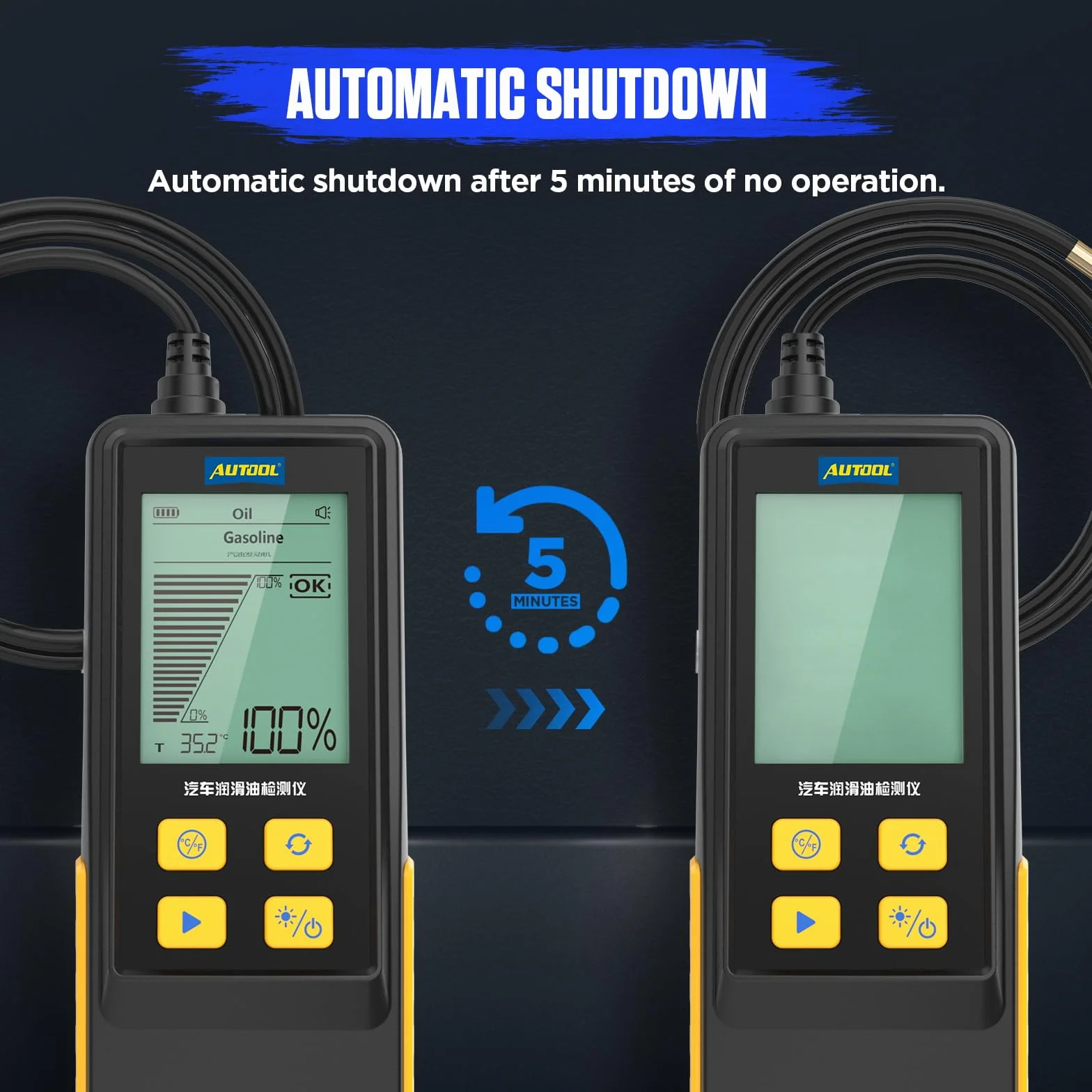 AUTOOL Tester per Olio Motore, Kit per la Qualità dell'olio Motore a Benzina e Diesel, Test Rapido di Trasmittanza e Temperatura, Engine Oil Tester con Sonda Flessibile da 31,5 Pollici (AS503)