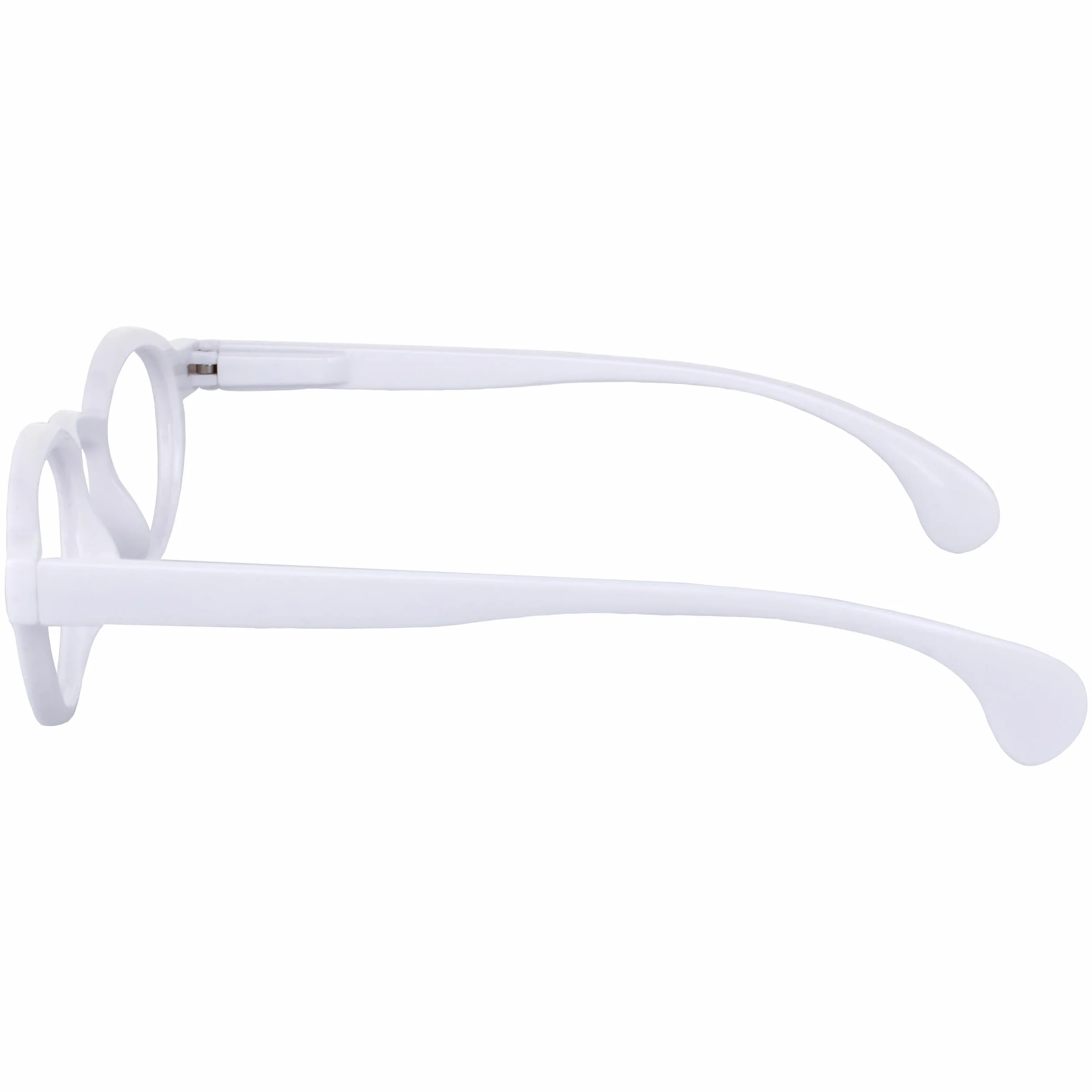 OPULIZE OCA Occhiali da lettura Montatura Moderna Retró Rotonda Bianco brillante Cerniere a molla R54-W +1.00